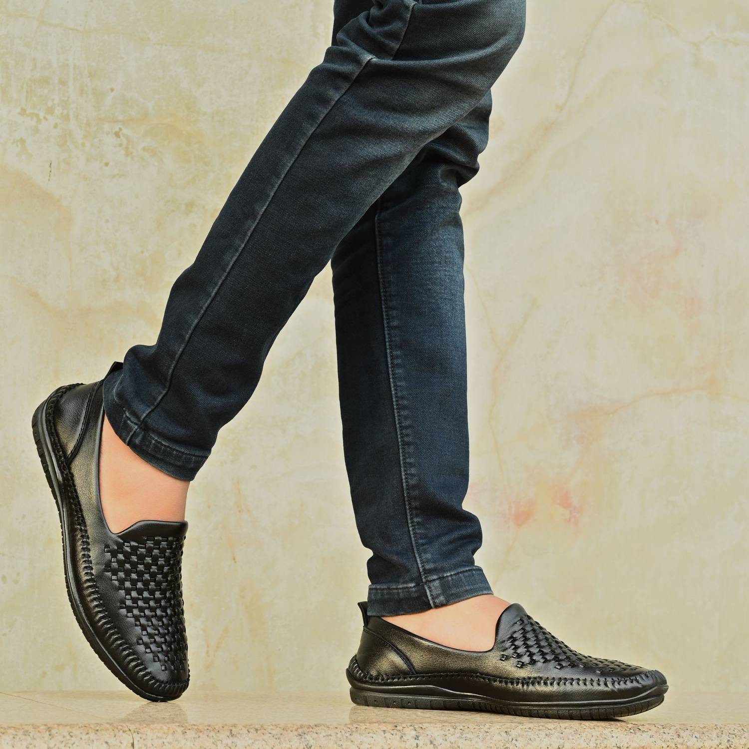 Alvery Luxury Basket Weave Leather Shoes Loafers For Men