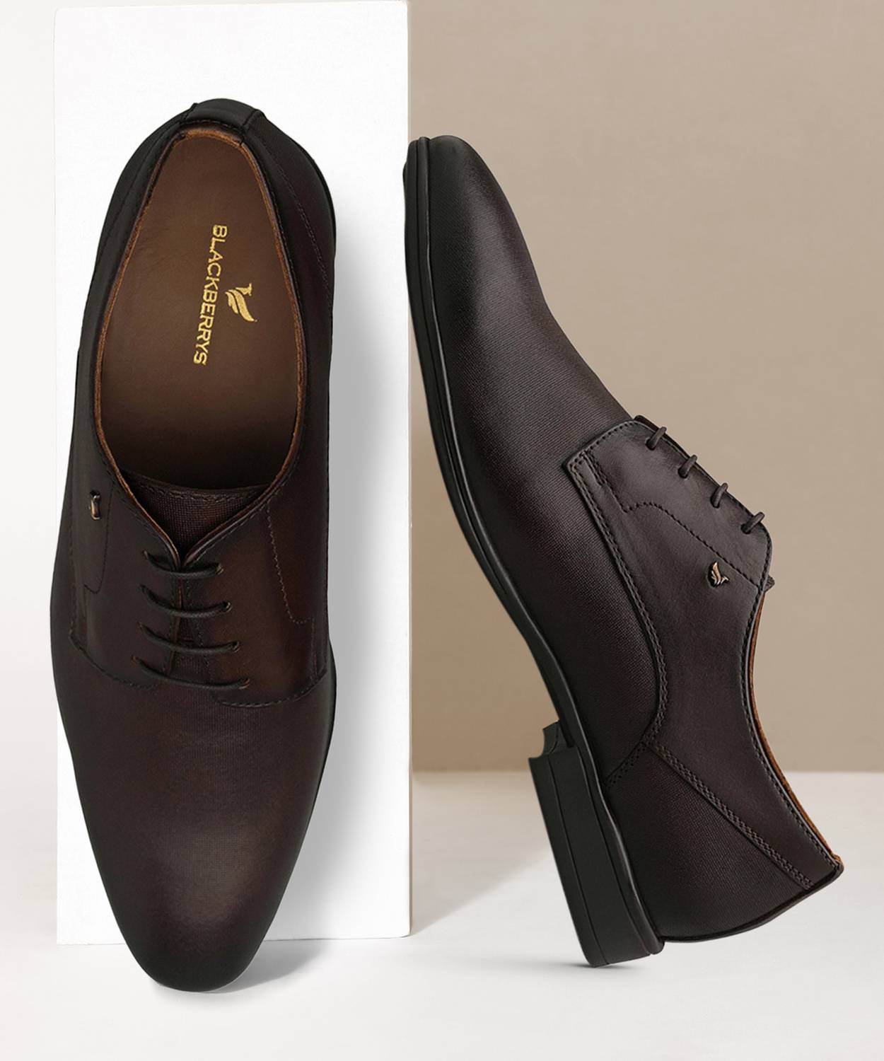 Blackberrys Okerry Formal Leather Derby Shoes In Chocolate Brown Derby For Men