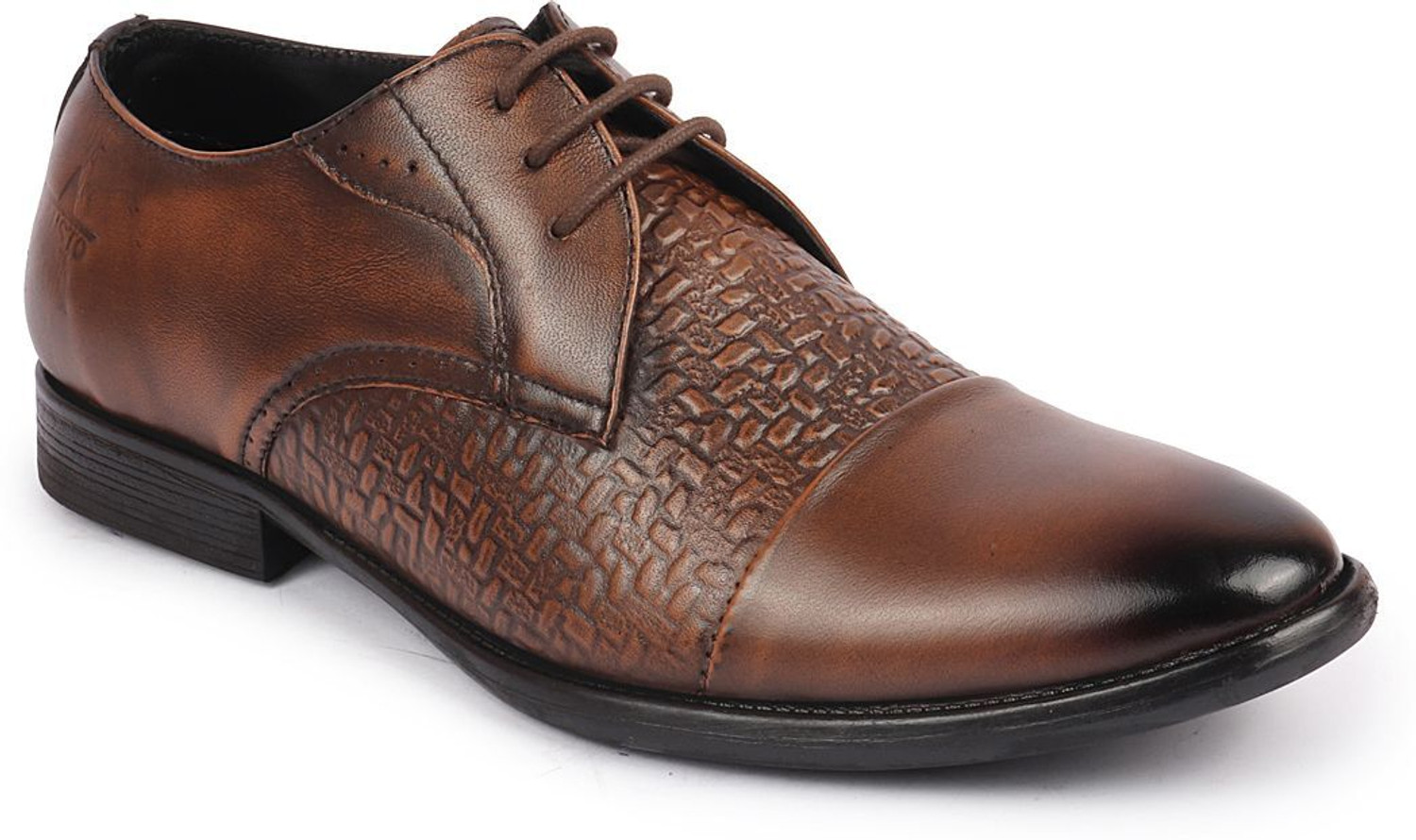 Image of FAUSTO Wedding Party Genuine Leather Embossed Design Lace Up Shoes Oxford For Men