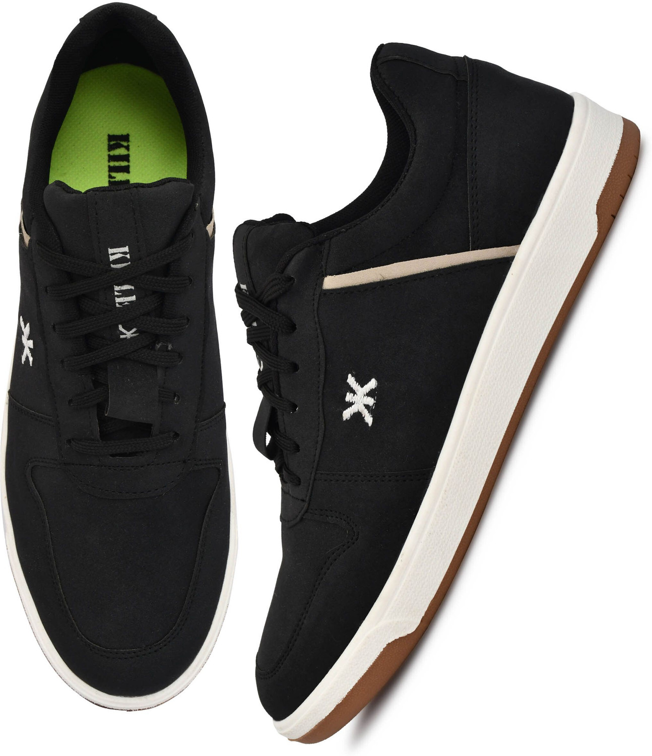 Image of KILLER Men's White Black Synthetic Leather Casual Sneakers Sneakers For Men