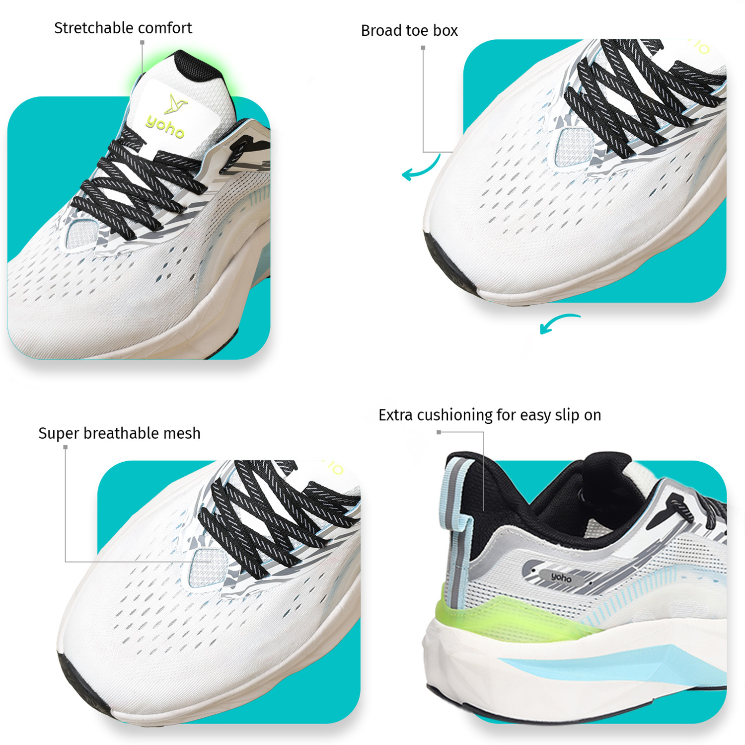 Image of yoho Pitstop-1100 Sports Shoes | Cushioned ,Breathable Upper & Shock Absorption Sole Walking Shoes For Men
