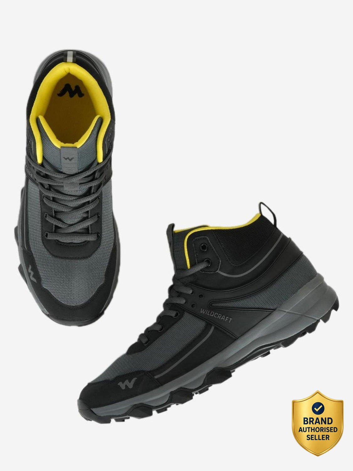Image of Wildcraft Men Outdoor Casual Shoes, Grey Black Yellow, 11 Outdoors For Men
