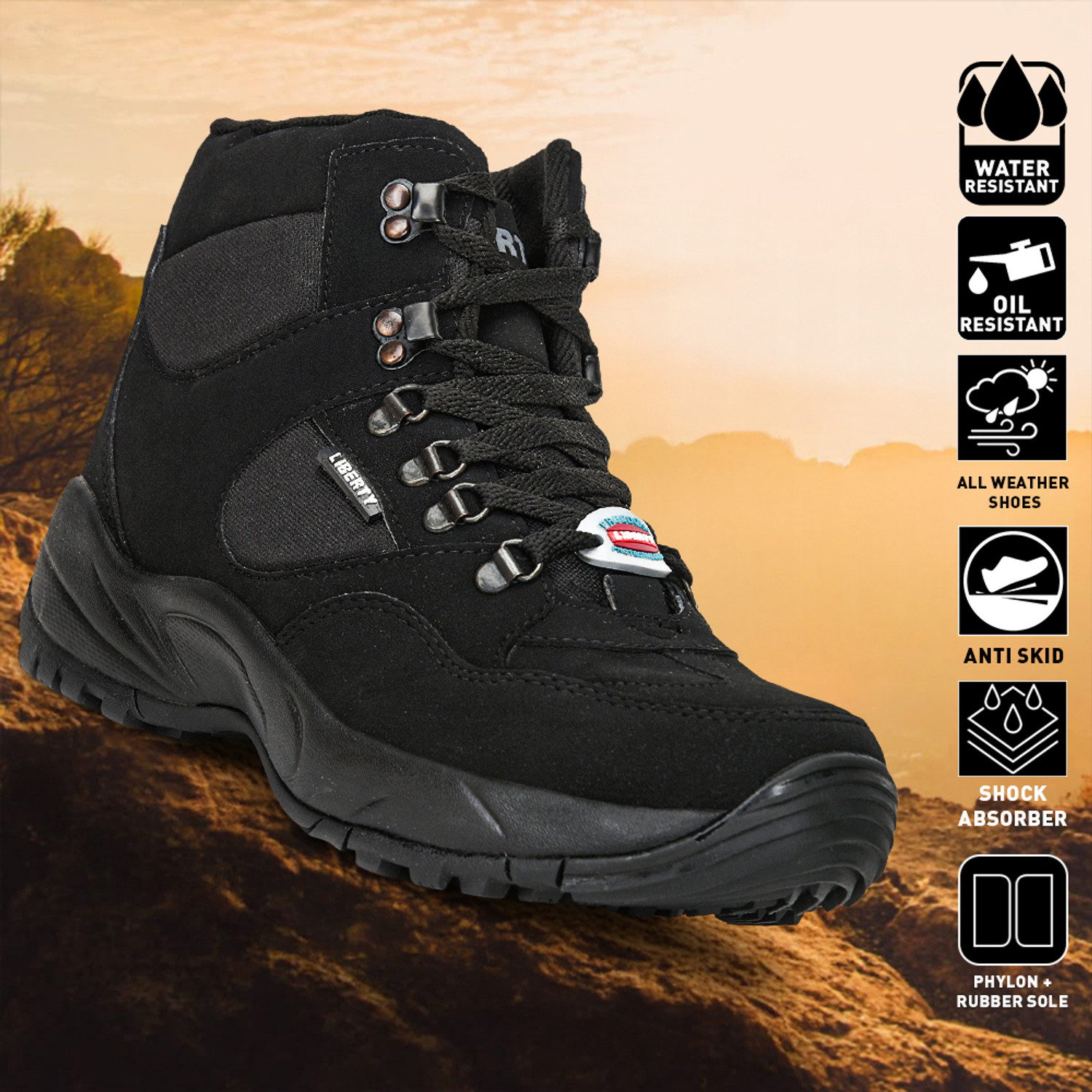 Image of LIBERTY Freedom EVREST-PRM Solid Lacing Outdoor, Trekking Shoes With EVA Sole & PU Upper For Men