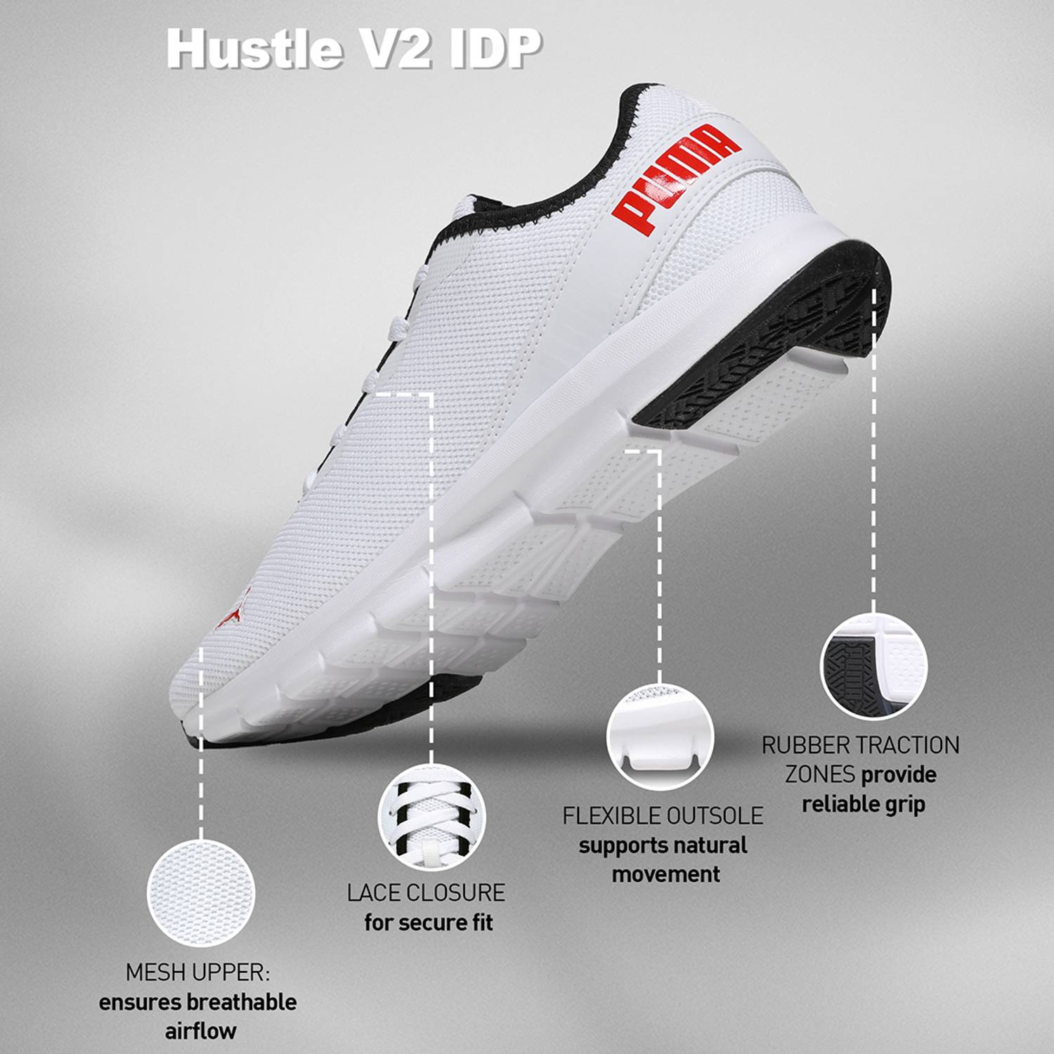 PUMA Hustle V2 Sneakers For Men White - Image 3