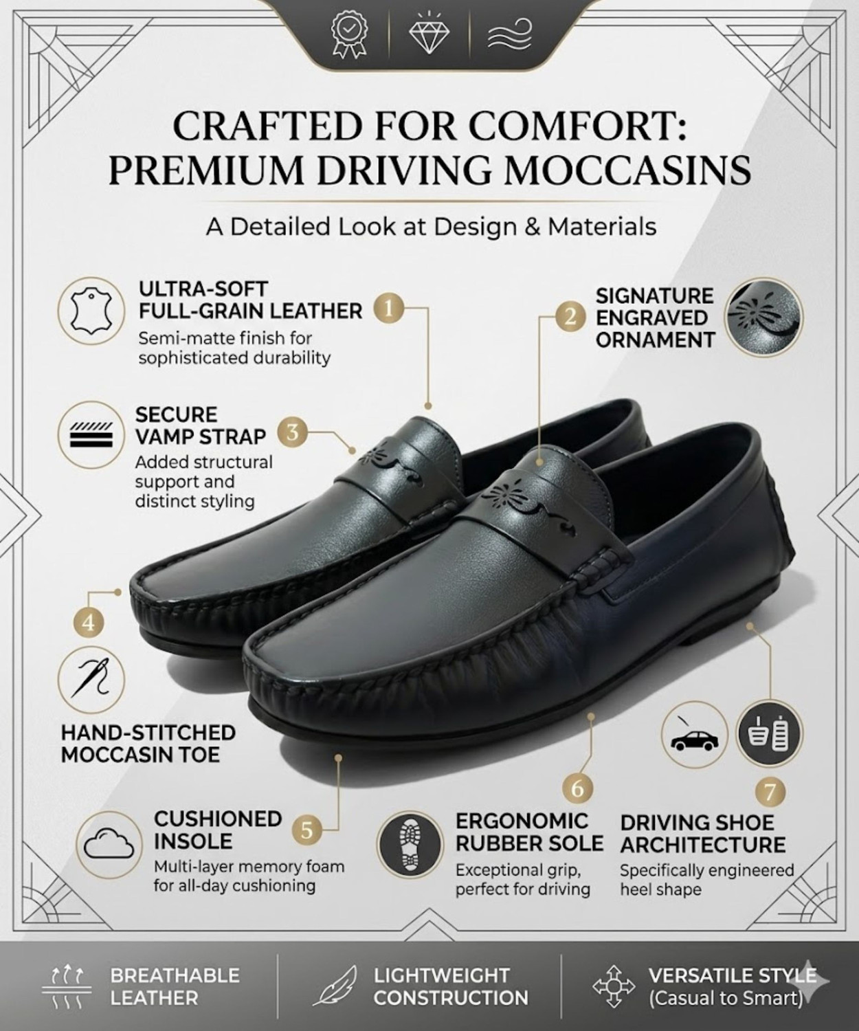 Image of LEE CATER Lightweight Comfort Trendy Premium Office /Party Driving Shoes For Men