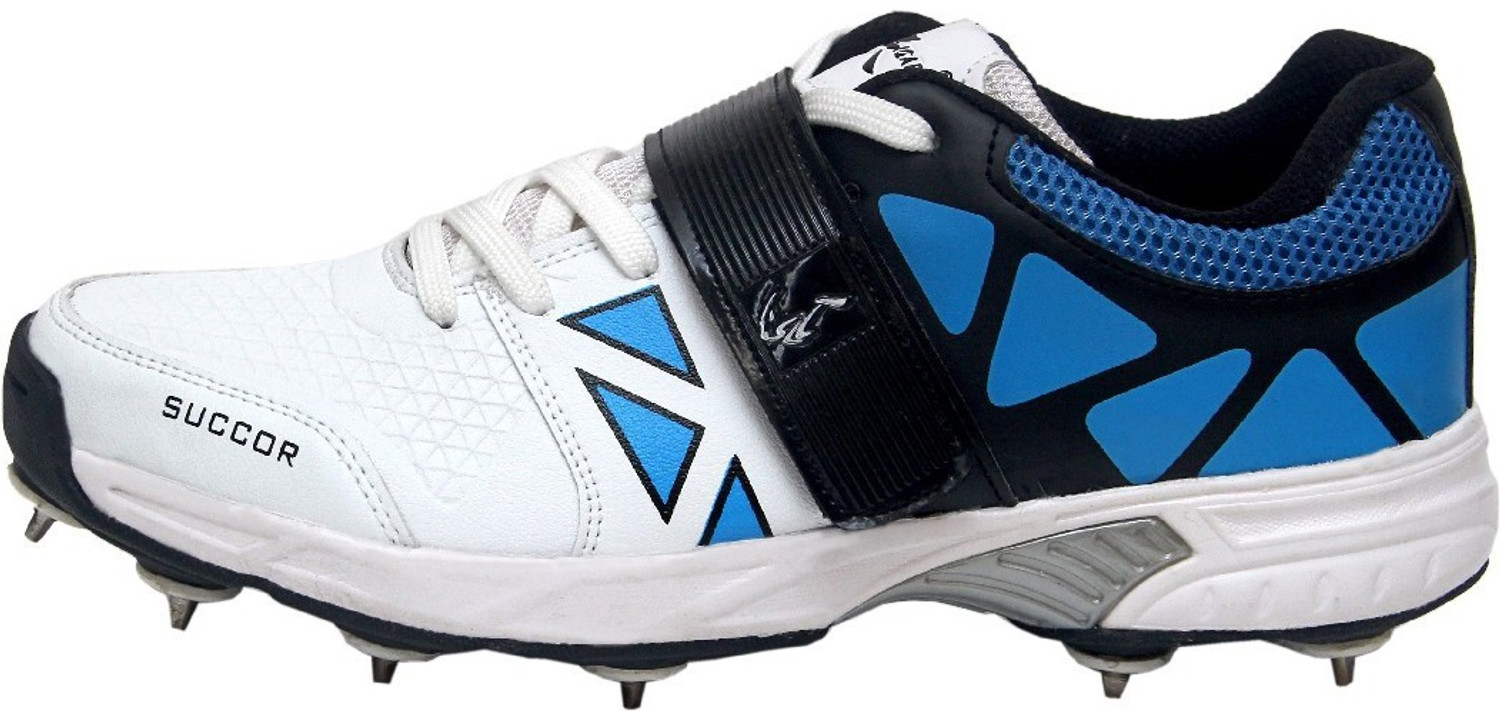 Image of Zigaro succor blue full spikes Cricket Shoes For Men (White, 9)