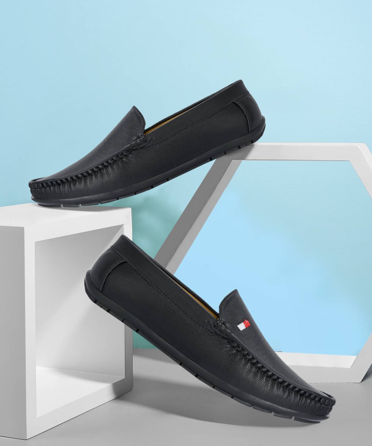 LEATHERKRAFT Men's Black Loafers - Image 1