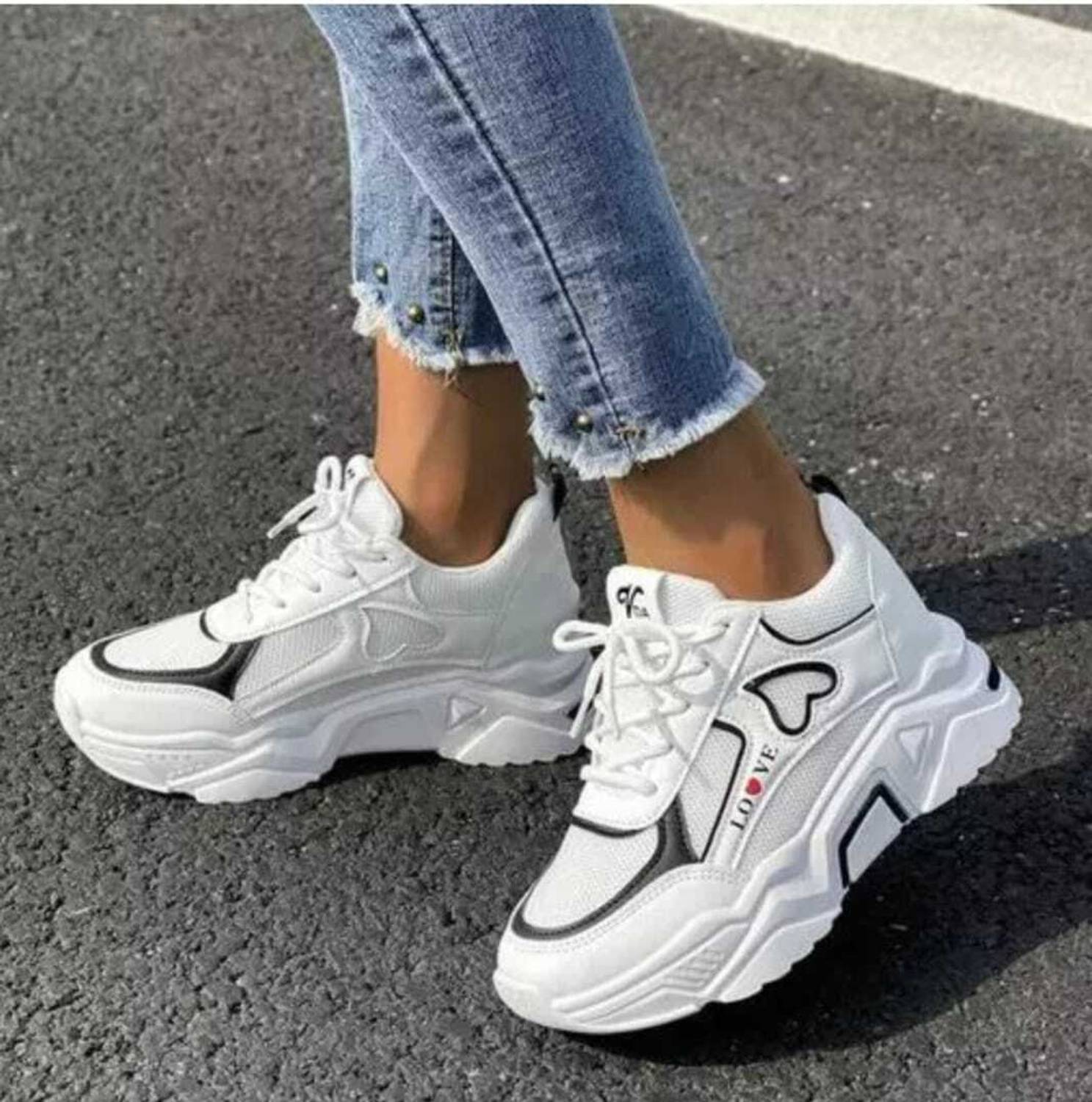 Reefox Comfortable Stylish Casual Sneakers For Women (Black, Whit