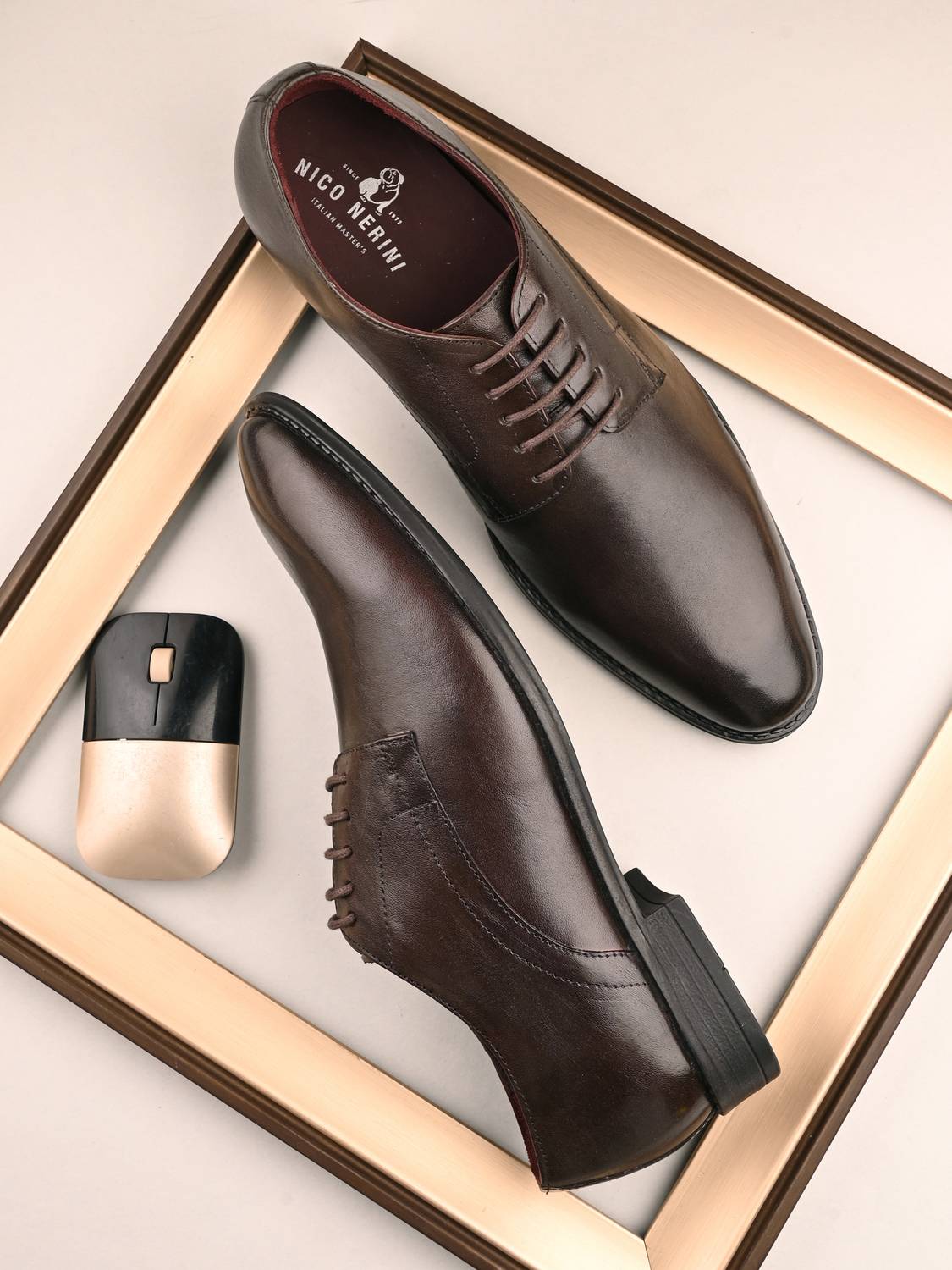 Nico Nerini Men's Classic Premium Elegant Lace-Up Formal Leather