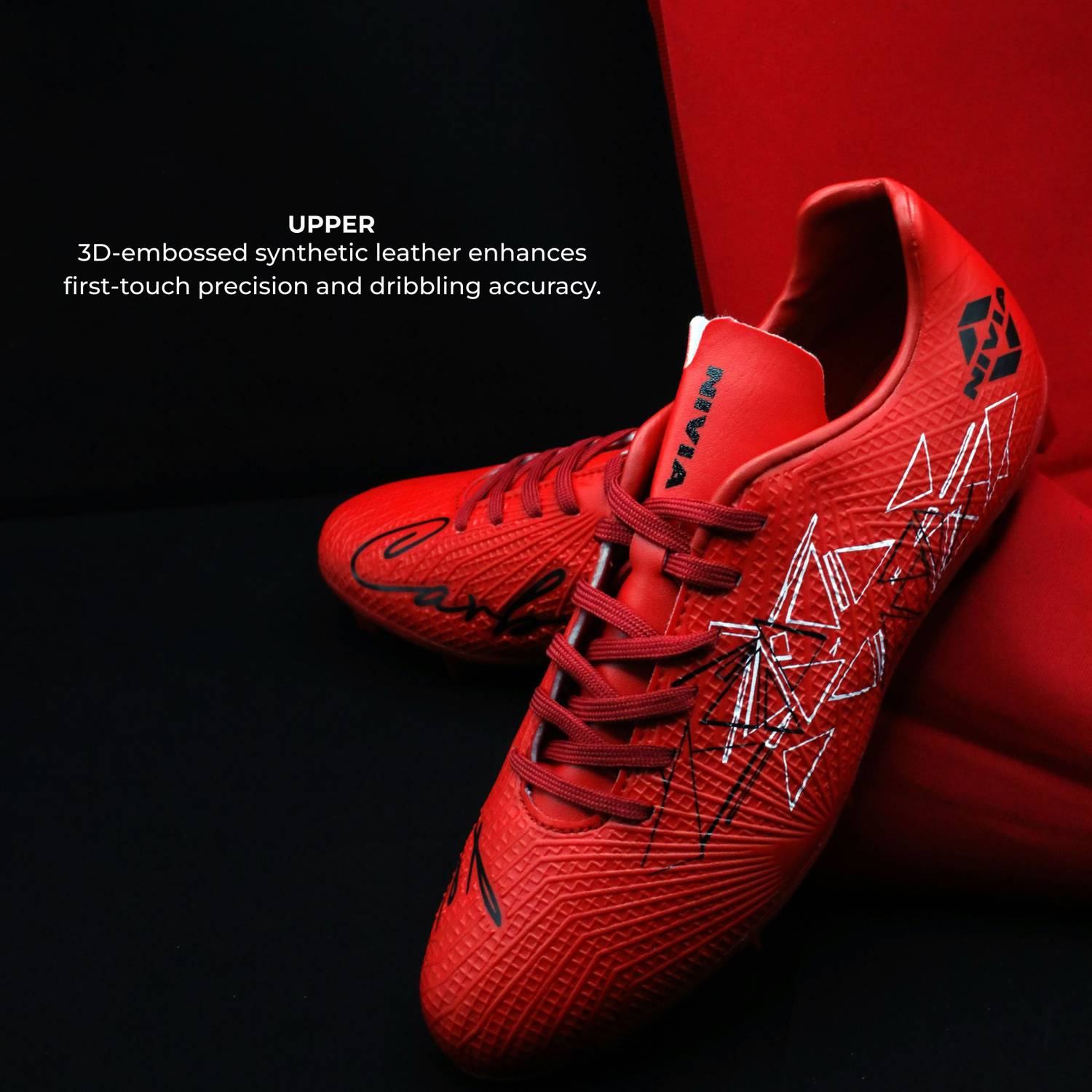 NIVIA Carbonite 7.0 Crest Football Shoes Red - Image 2