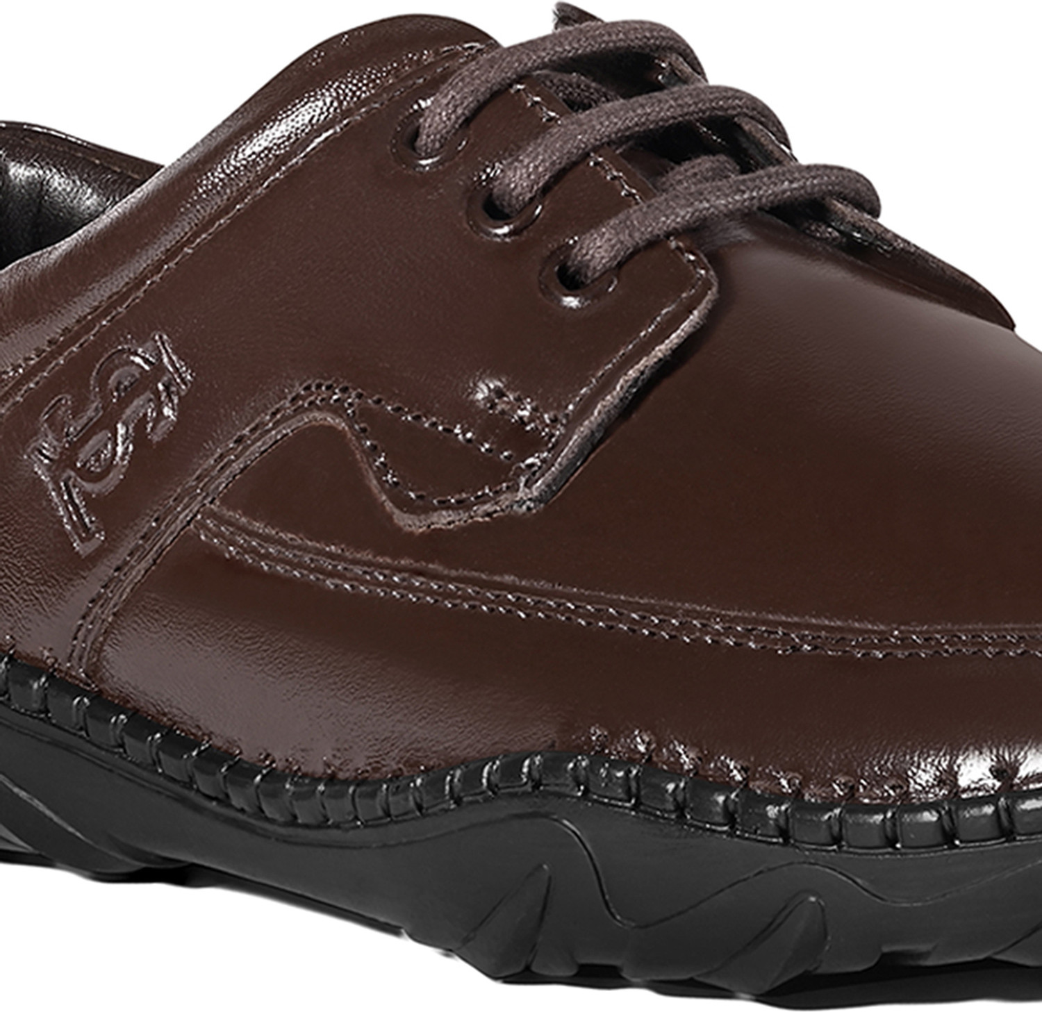 Image of LOUIS STITCH Brunette Brown Genuine Leather Ultra Lightweight Lace-Up Derby Shoes for Men Lace Up For Men