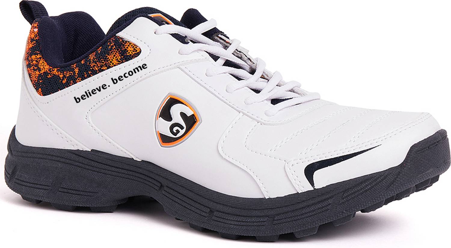 SG Savage Stud Cricket Shoes White/Navy/Orange - Image 1