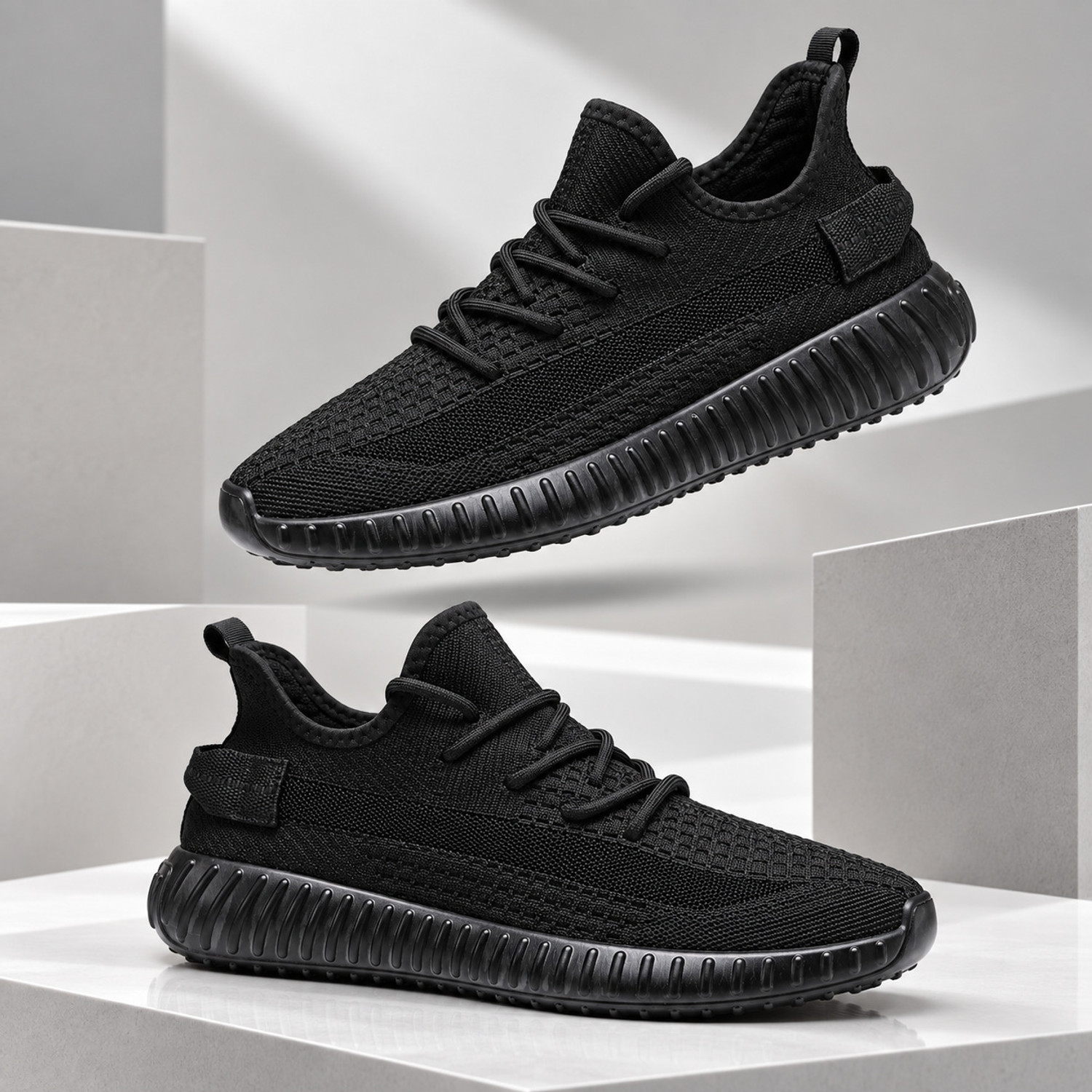 Image of Duggu Men's Black Running Shoes Lightweight Breathable Sports Shoes for Men Sneakers For Men