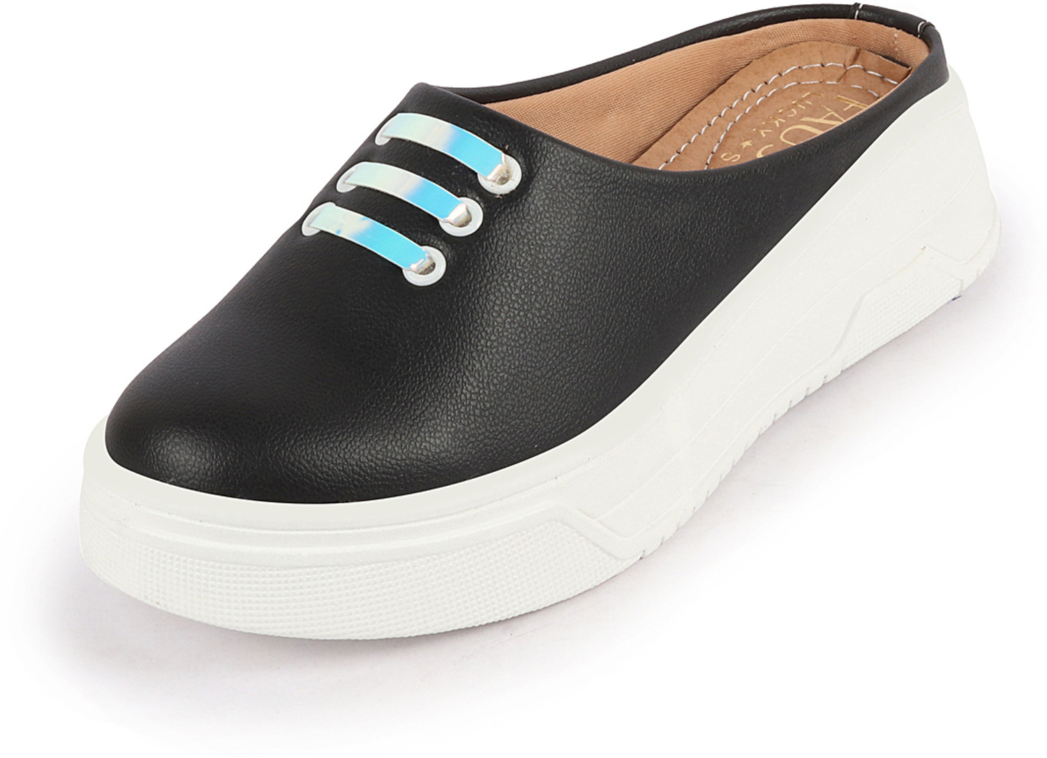 Image of FAUSTO Outdoor Fashion Comfort Lace Design Open Back Platform Heel Slip On Casual Shoes Loafers For Women