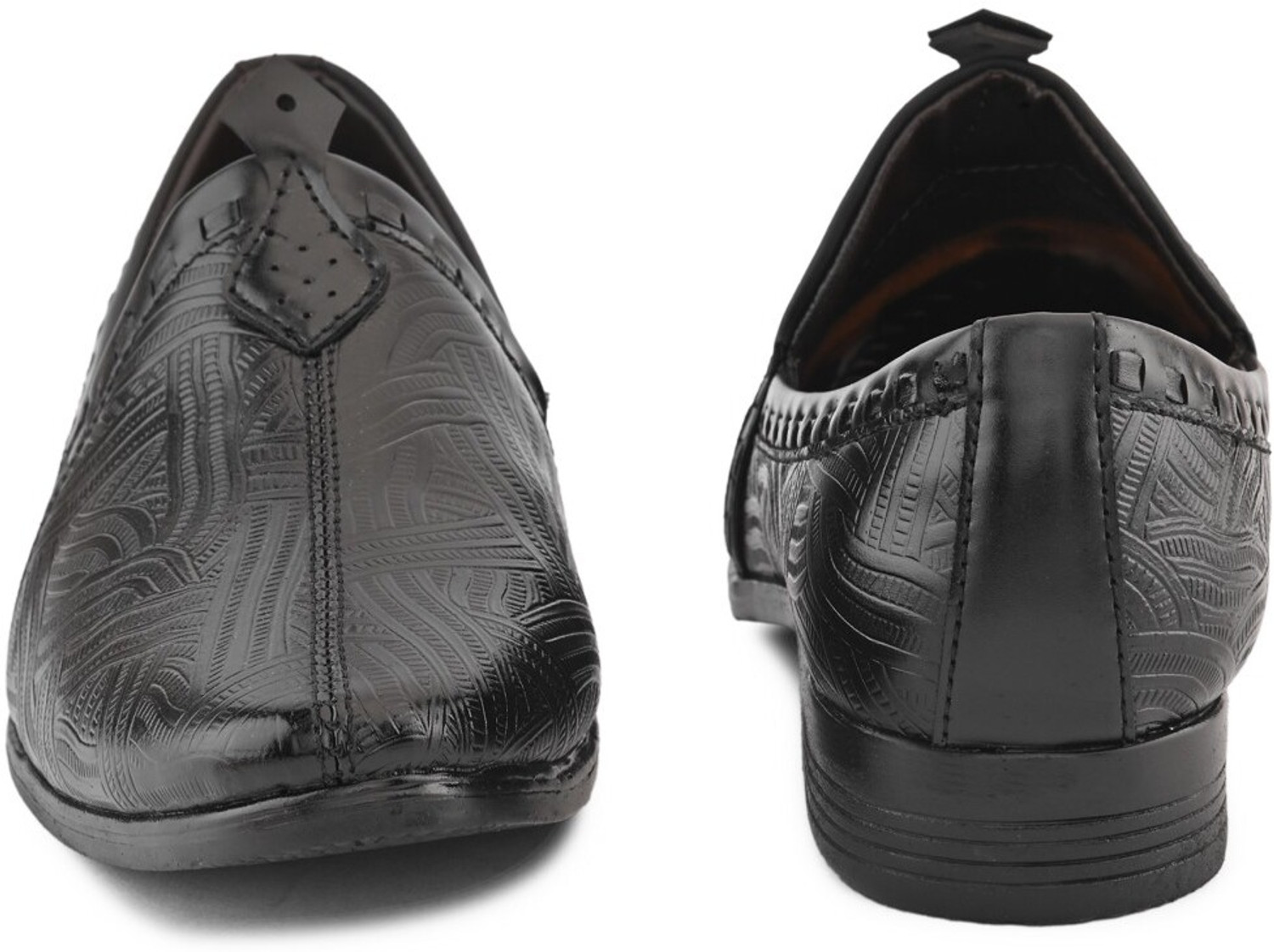 Image of SOURAGYA Men Textured Round Toe Mojaris Loafers for festive occasion Loafers For Men
