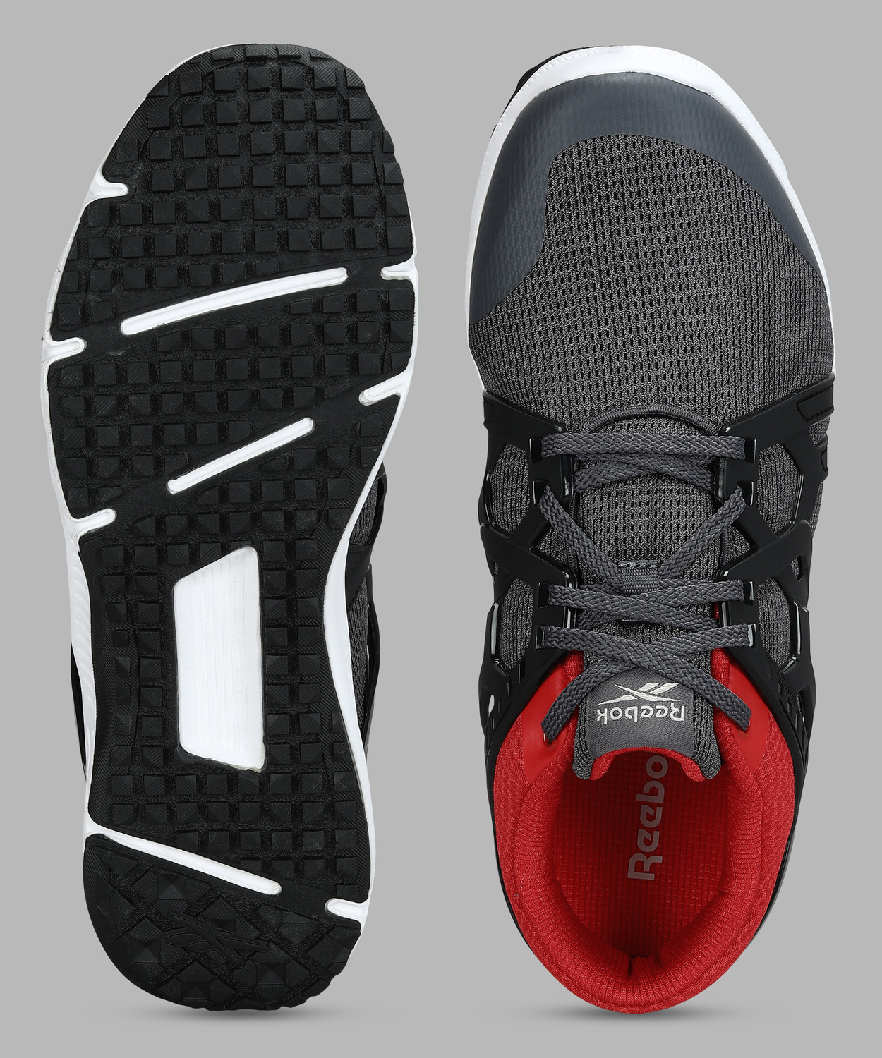 Image of REEBOK GUSTO RUN GREY BLACK WHITE Running Shoes For Men