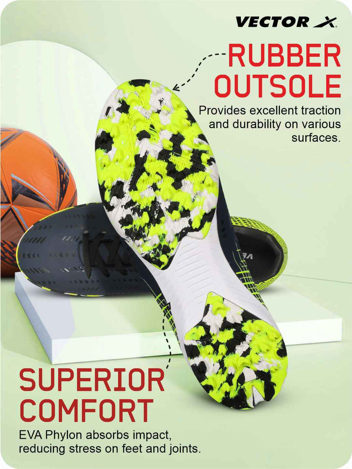 Image of VECTOR X Royale Plus Synthetic Leather Upper | EVA Phylon | Rubber sole Indoor Football Shoes For Men