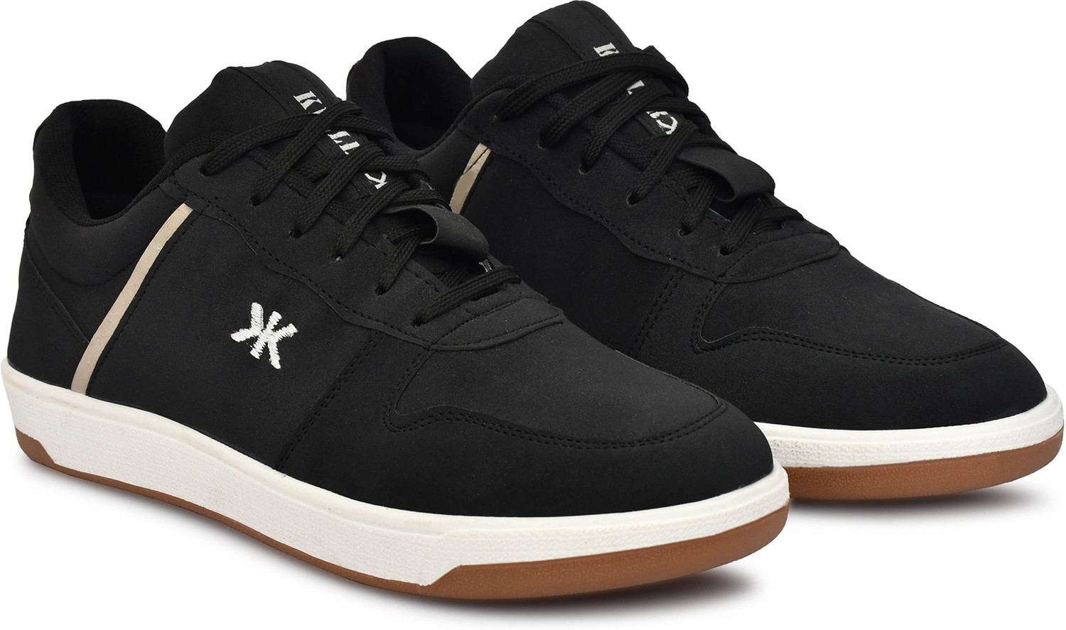 Image of KILLER Men's White Black Synthetic Leather Casual Sneakers Sneakers For Men