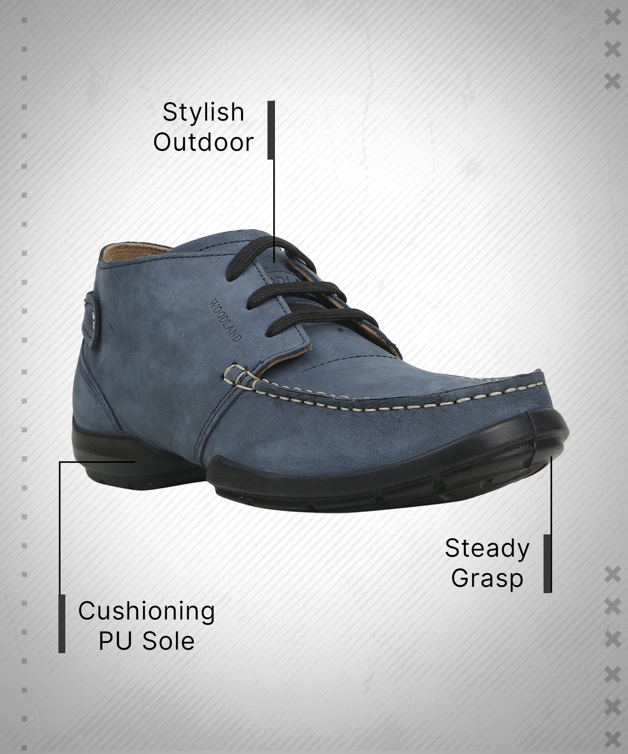 Image of WOODLAND Lace Up Lightweight Breathable Comfortable Daily Use Casuals For Men