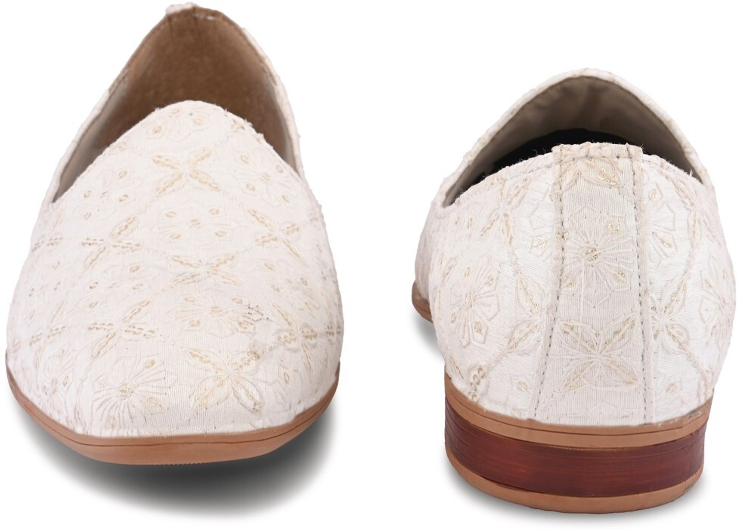 Image of House of Pataudi Floral Design White Nagra Slipon Mojari | Embroidered| Wedding, Ethnic wear Loafers For Men