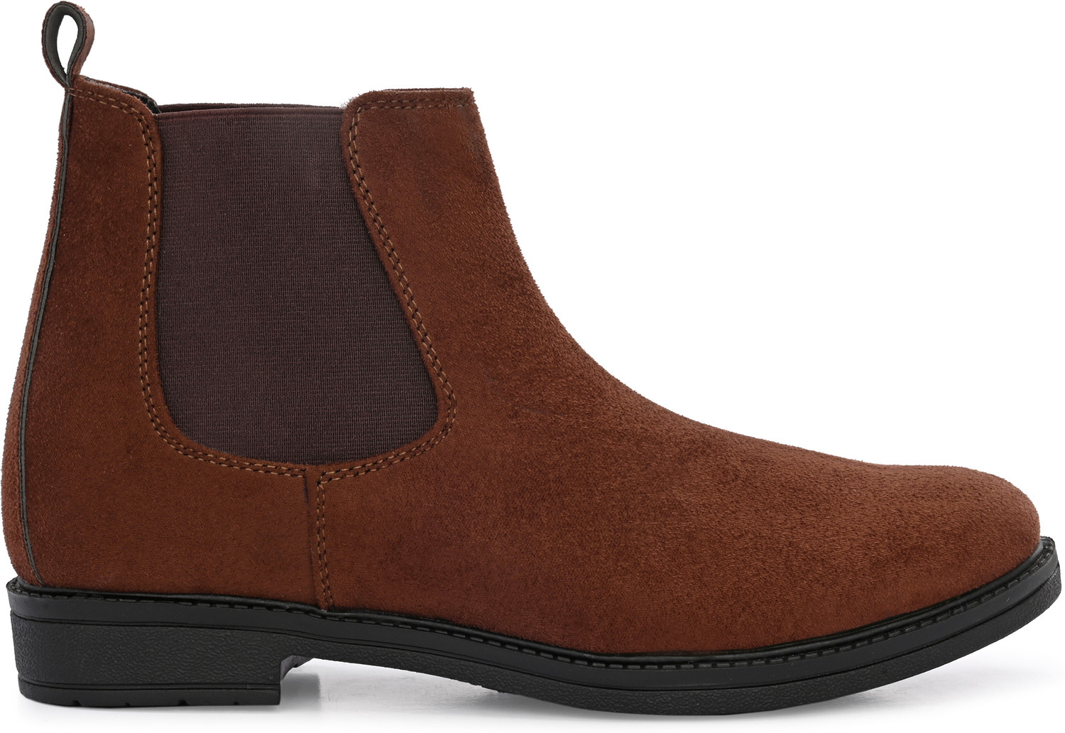 Image of Shoe Island Men's Brown Suede Chelsea Boots | Slip-On Ankle Length Party Formals Casuals Boots For Men (Brown, 9)