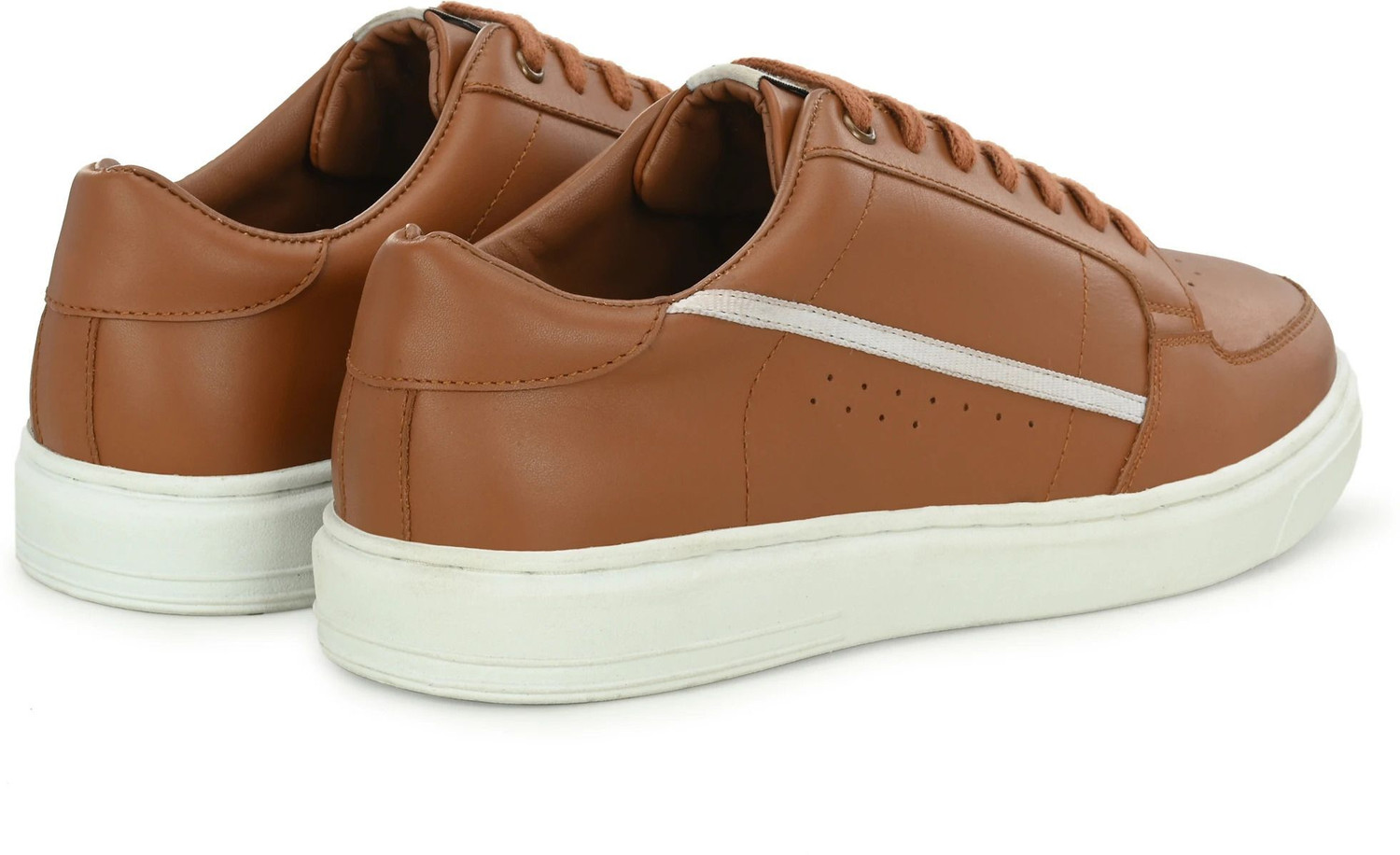 Image of AUSERIO Men's Leather Lace Up Sneaker Casual Shoes | Tan UK 10 (LS02) Sneakers For Men