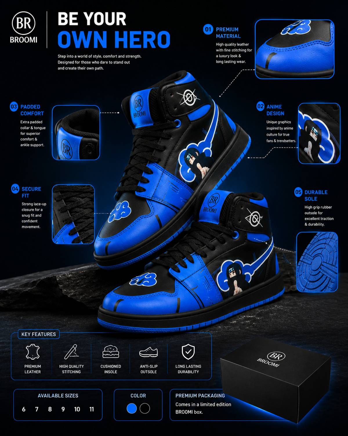 BROOMI Men Black Sneakers - Image 2