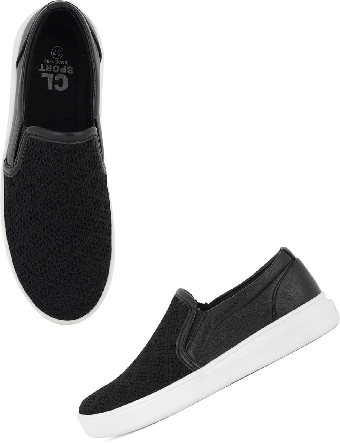 Image of CARLTON LONDON Women's Woven Design Slip-On Sneakers Sneakers For Women