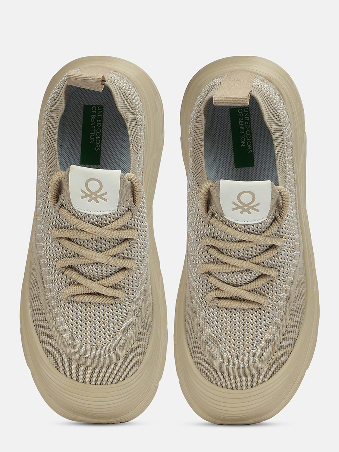 Image of United Colors of Benetton Textured Lace-Ups Knitted Chunk Sneakers Sneakers For Men