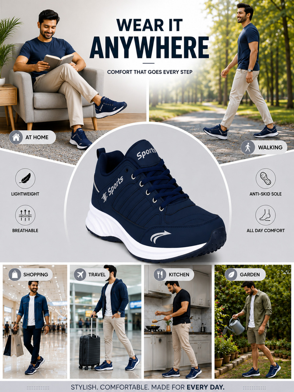 Image of DUCKINS Stylish Comfortable Lightweight, Breathable Walking Shoes Loafers For Men Slip On Sneakers For Men