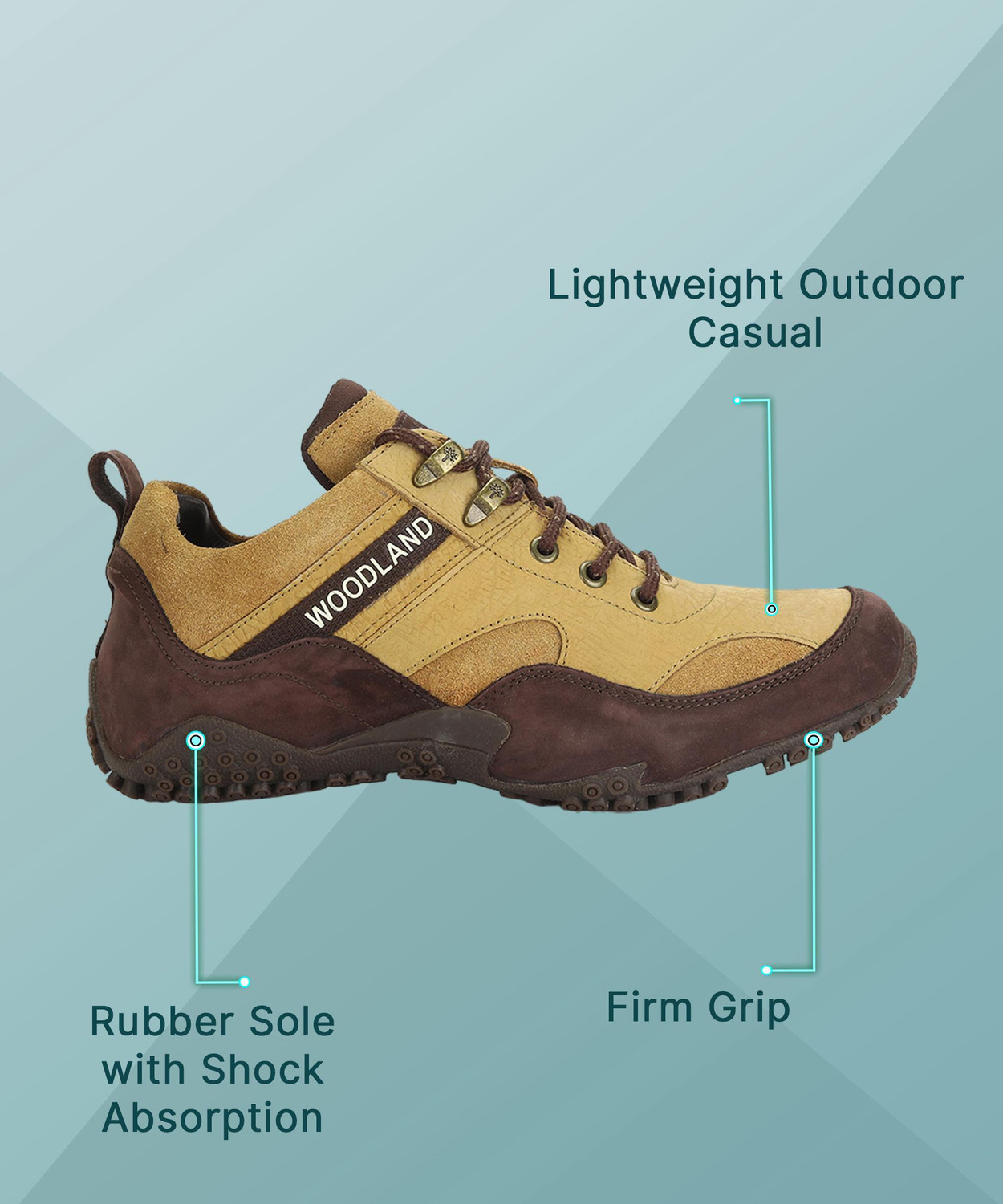 Image of WOODLAND Lace Up Lightweight Breathable Comfortable Daily Use Casuals For Men