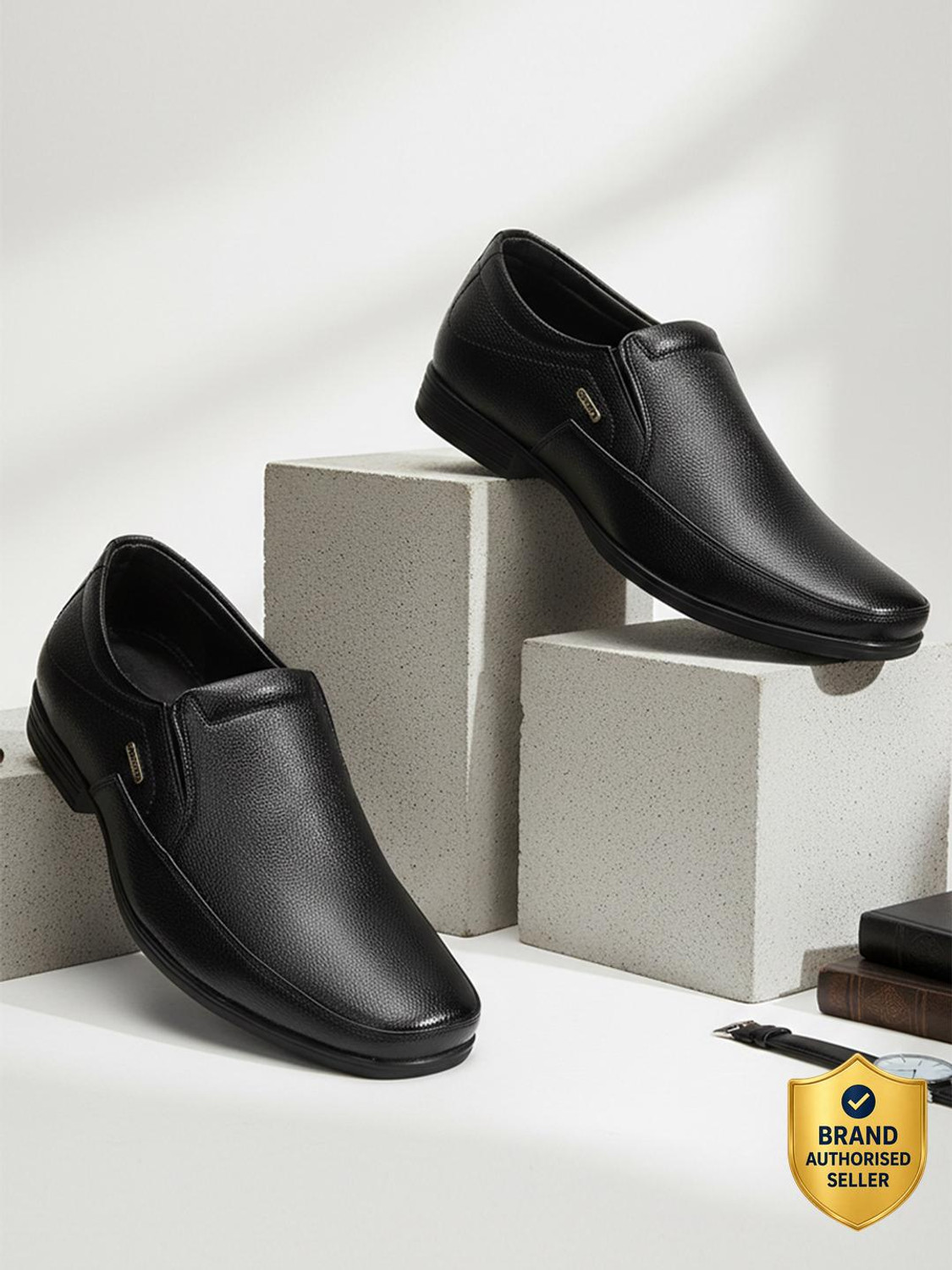 Image of LIBERTY Liberty Fortune HML-89E Black Formal Non Lacing Mocassin Shoes for Men Slip On For Men