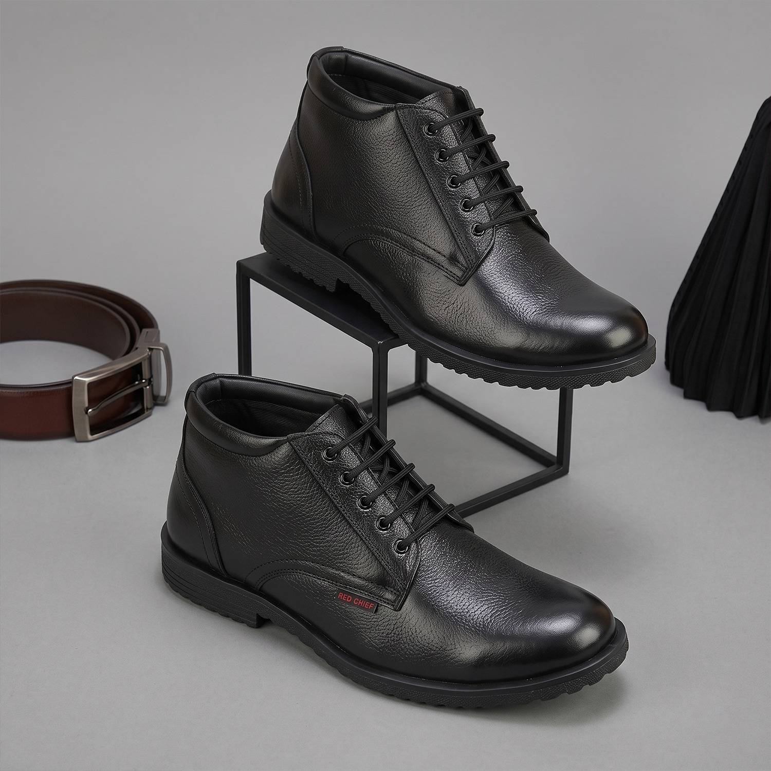 RED CHIEF RC3808 001 Black Derby Boots - Image 1