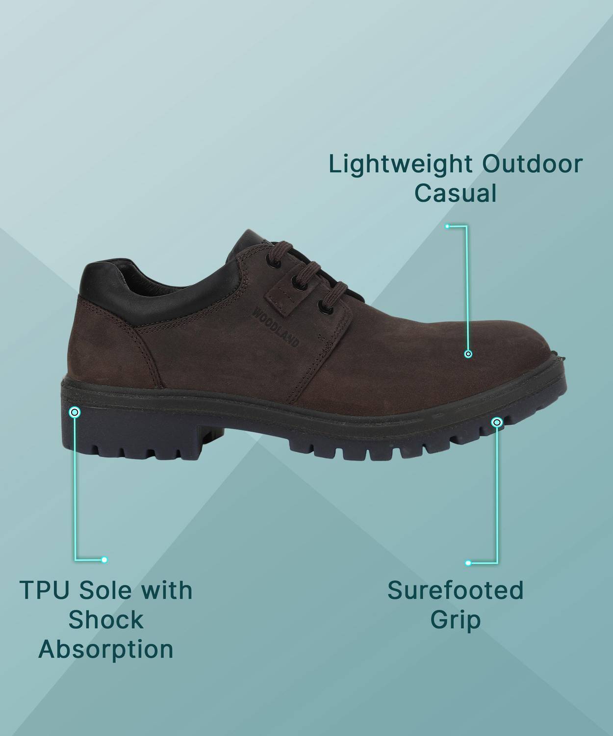 WOODLAND Men's Lace Up Casual Shoes - Image 3