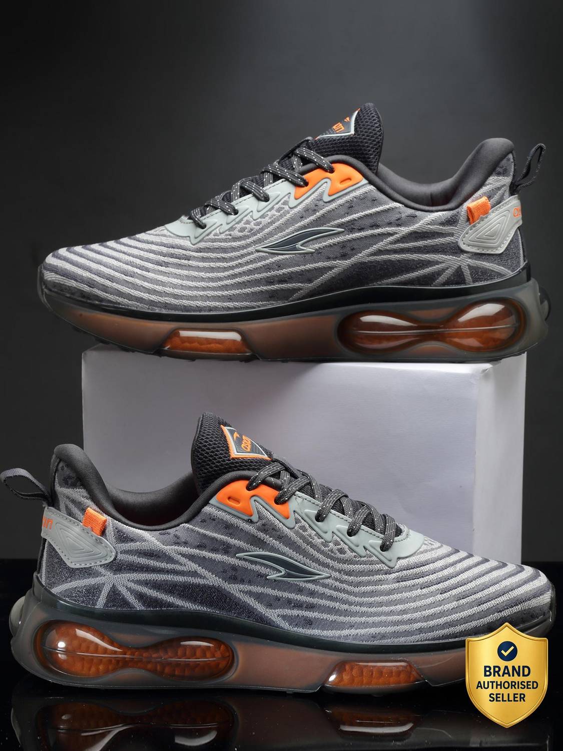 asian Gray Men's Running Shoes - Image 1