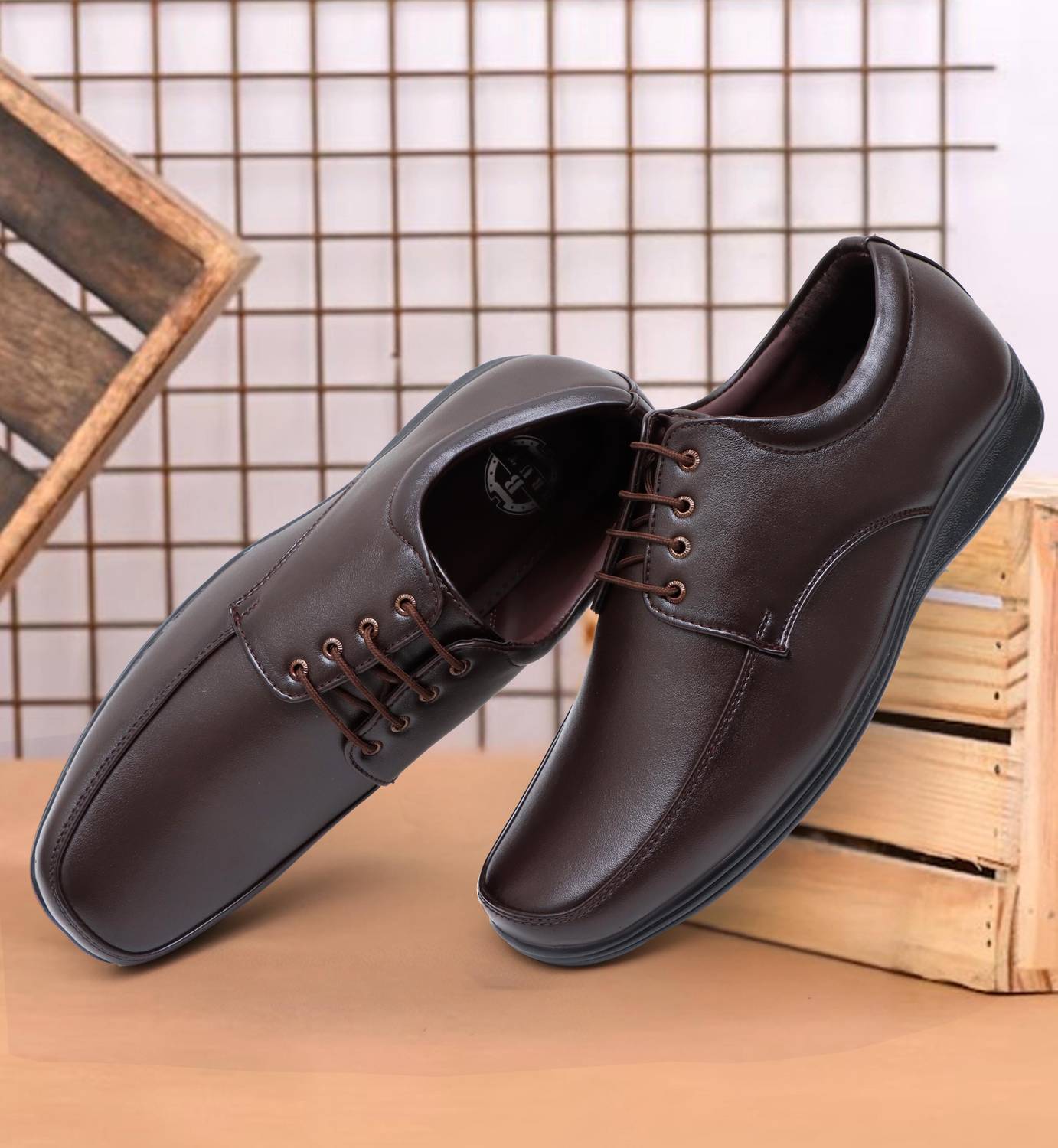 Brute Men’s Vegan Leather Formal Comfort Shoes Lace Up For Men