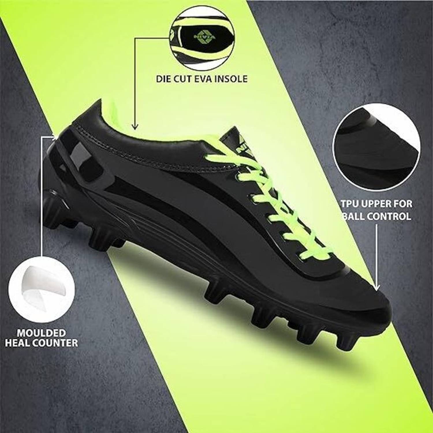 NIVIA AIR STRIKE Football Shoes For Men Black - Image 4