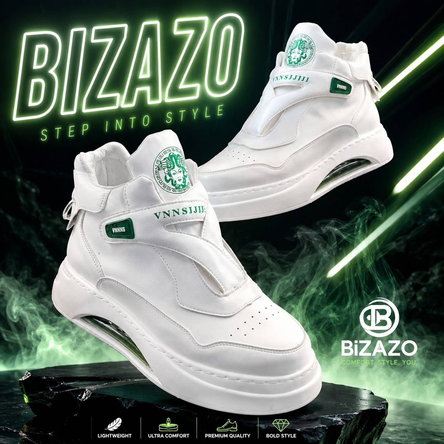 BIZAZO Men White Sneakers - Image 1