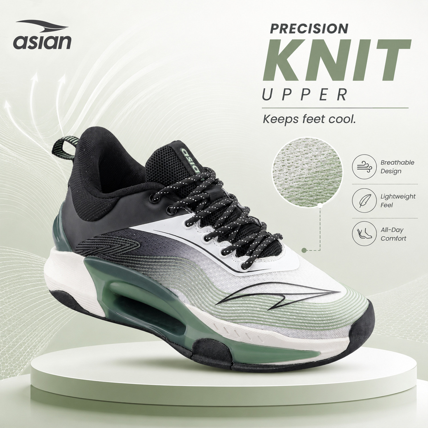 Image of asian Quantum-51 Men's Running Shoes with Memory Foam & Mesh Upper Running Shoes For Men