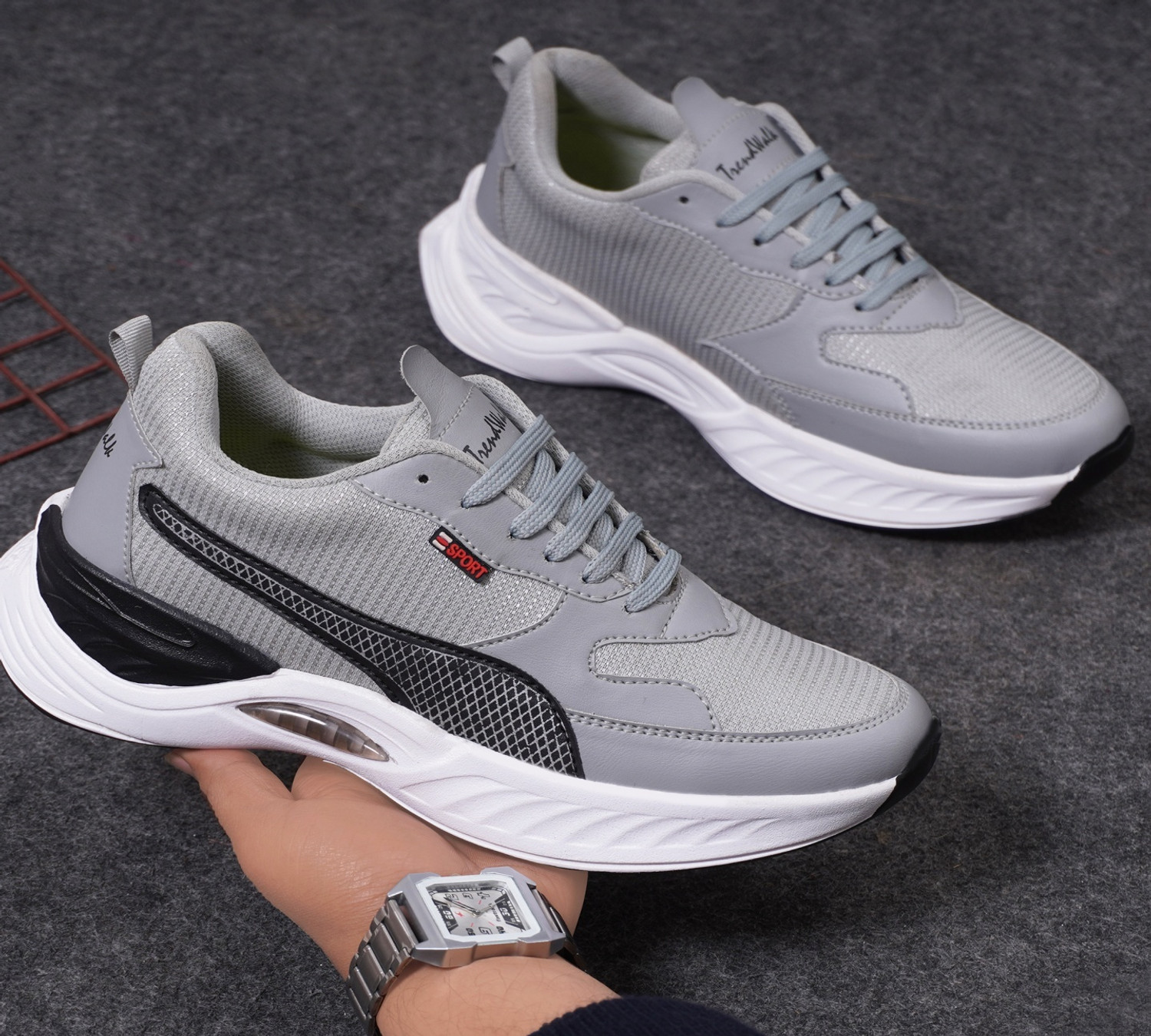 Image of TrendWalk Sneakers For Men (Grey) Sneakers For Men