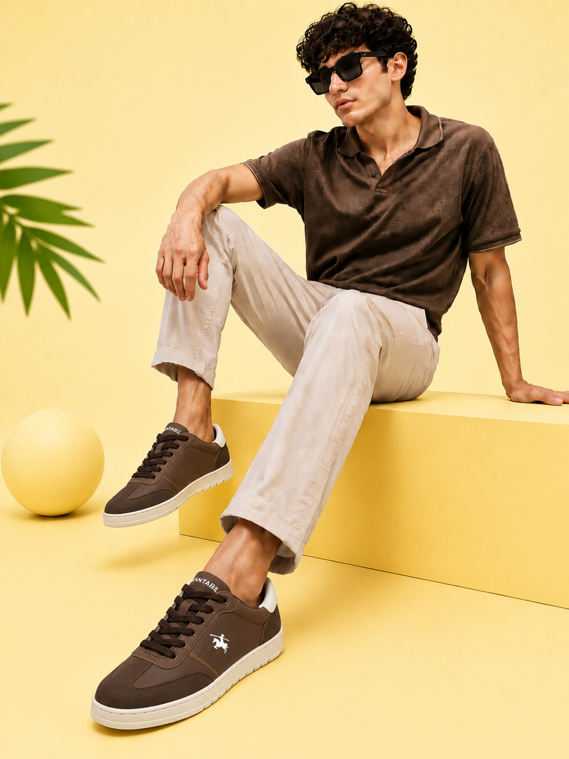 Image of CANTABIL Men's Brown Colourblock Casual Sneakers Sneakers For Men