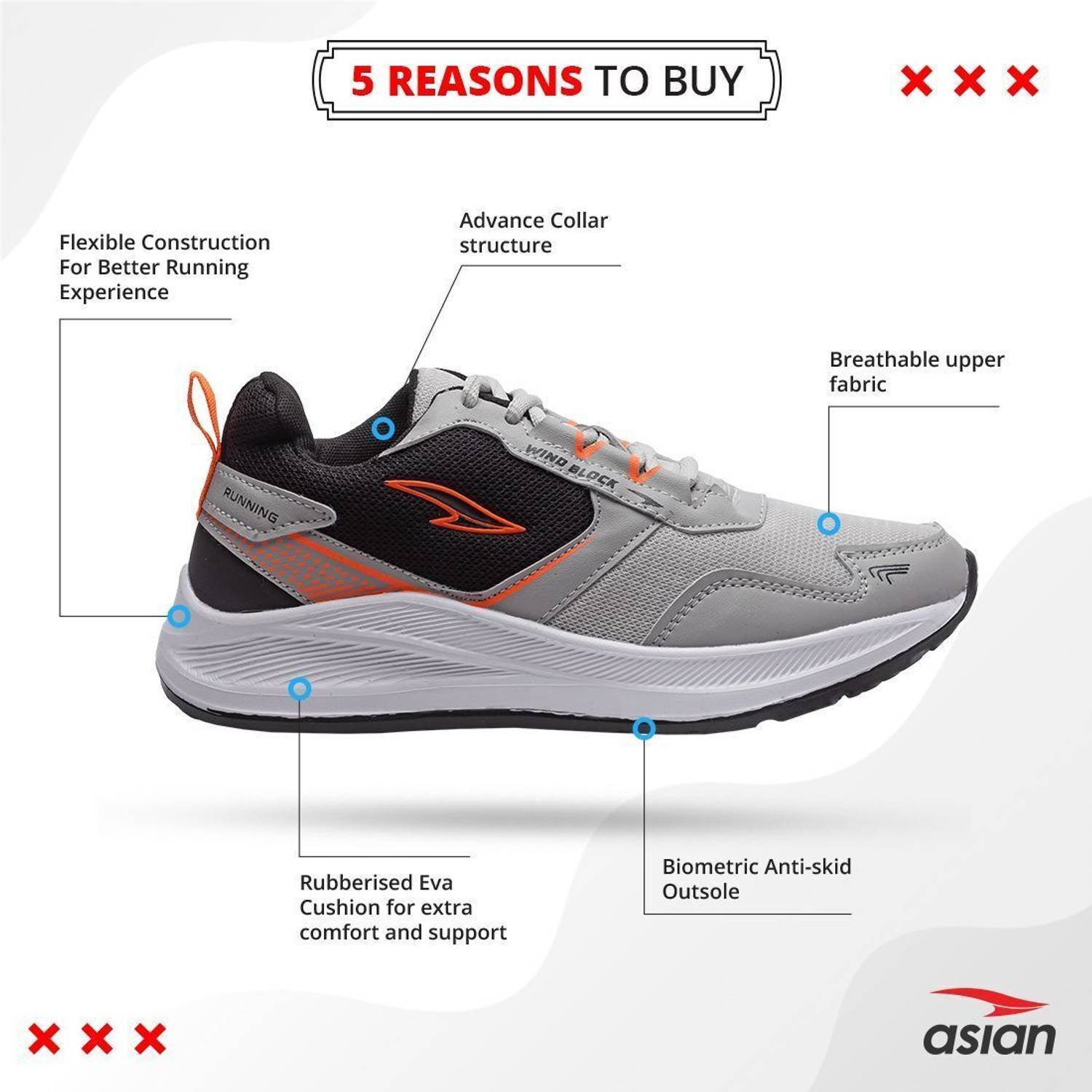 asian Thar-01 Grey Sneakers - Image 3