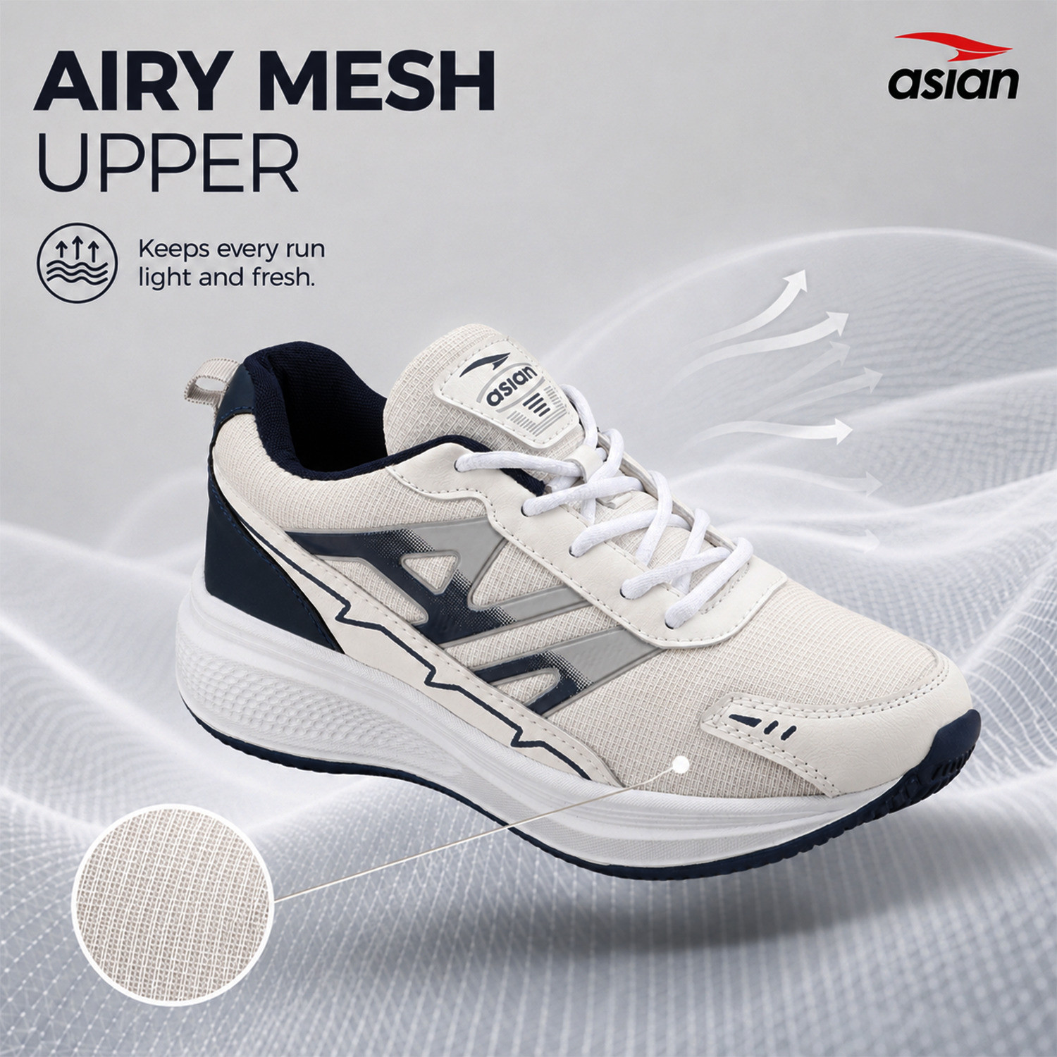 Image of asian Wonder-34 Men's Running Shoes with Mesh Upper & Comfortable Cushioned Sole Running Shoes For Men