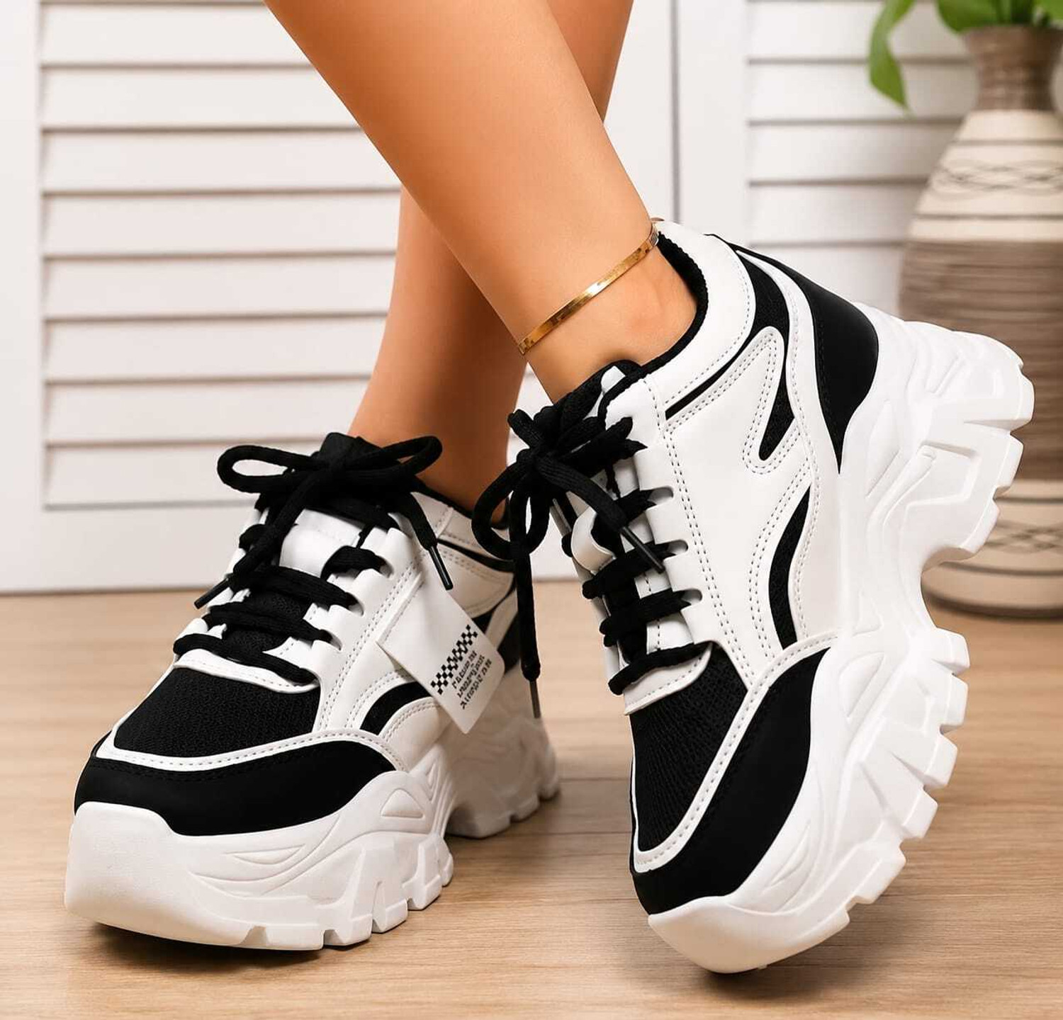 Image of KT SHOES Women Chunky Sneakers Casual Sports Shoes Sneakers For Women