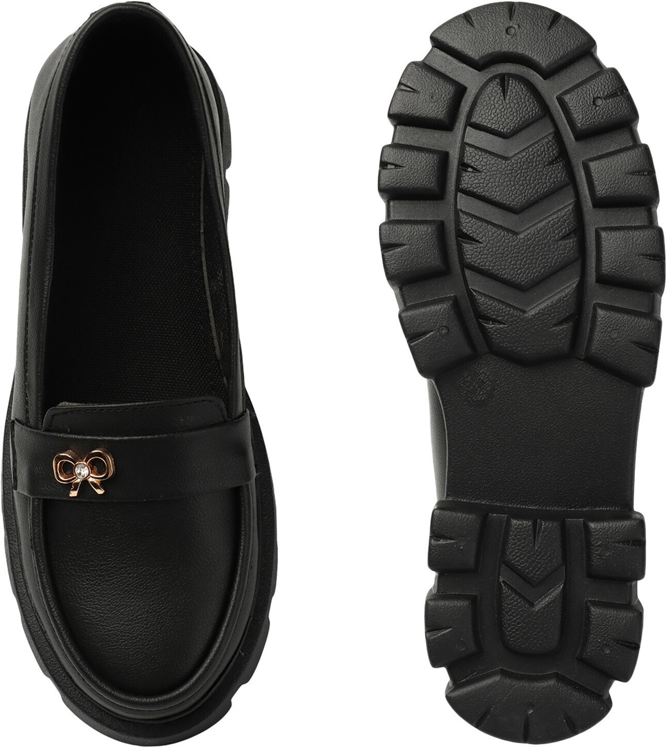 Image of ArranQue women synthetic leather buckle details Chunky moccasins loafer Mocassin For Women