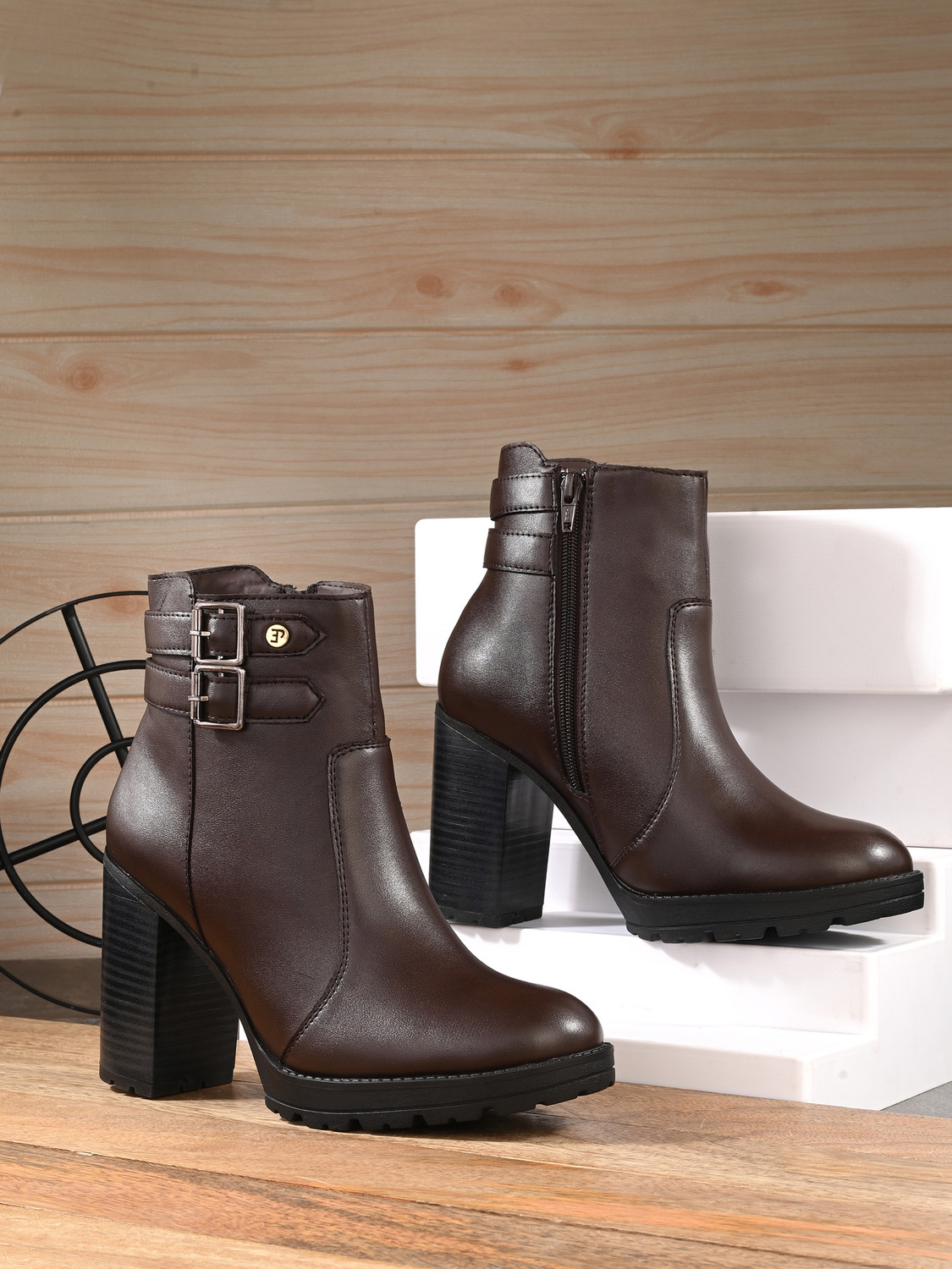 Image of EL PASO EL PASO Women Brown Faux Leather Casual Chelsea Boots Boots For Women