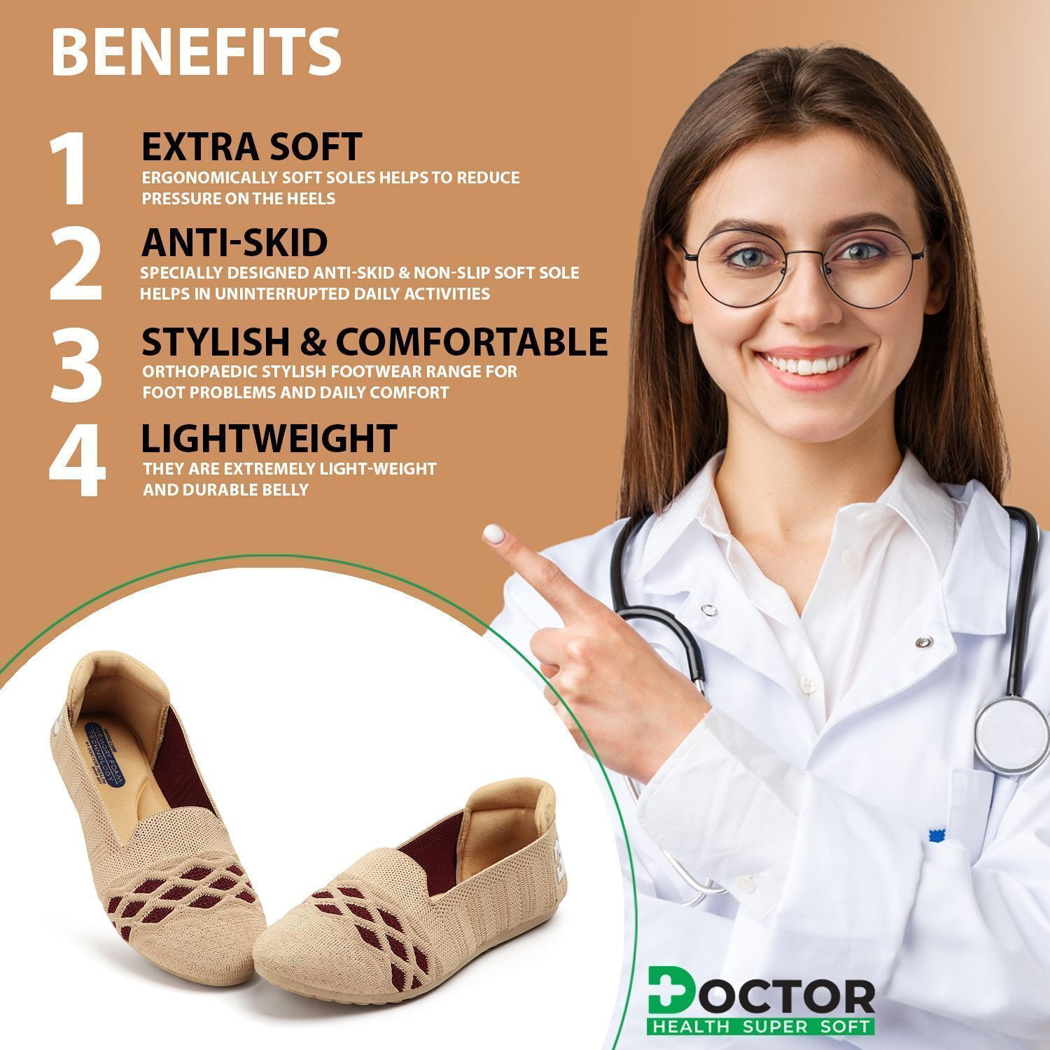 Image of Doctor Health Super Soft | Classic Ultra Soft | Memory Foam | Comfortable|Stylish|Trendy Bellies For Women