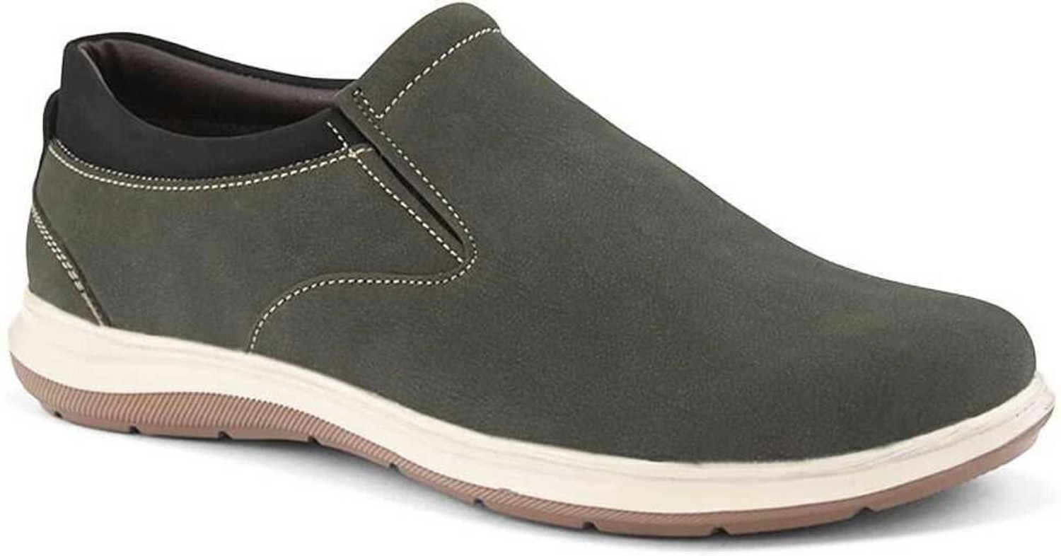 Image of HERE&NOW Olive Flexible Leather Moccassins Casuals For Men Casuals For Men