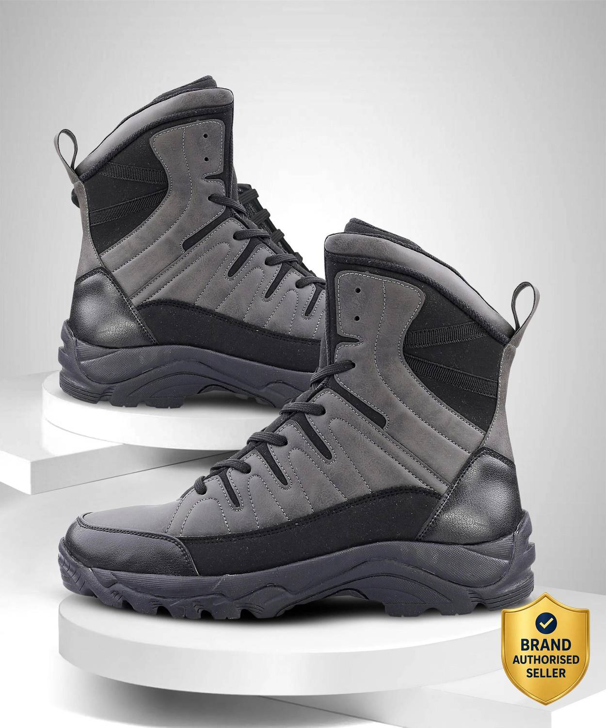 bacca bucci FLAME 7-Eye Moto Inspired Mild Water Proof Snow Boots For Men