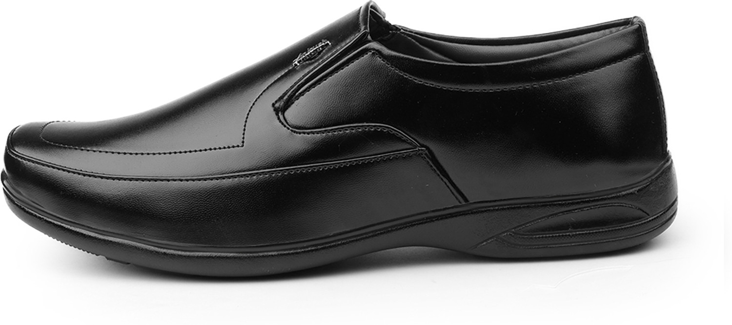 Image of VibeStep Men Black Formal Synthetic Leather Office Wear Shoes Slip On For Men